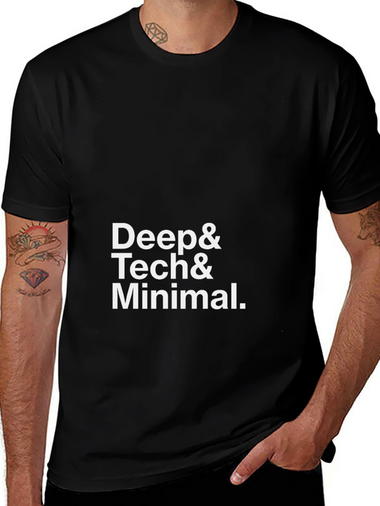 Deep Tech & Minimal Graphic T-Shirt - Trendy Club Wear