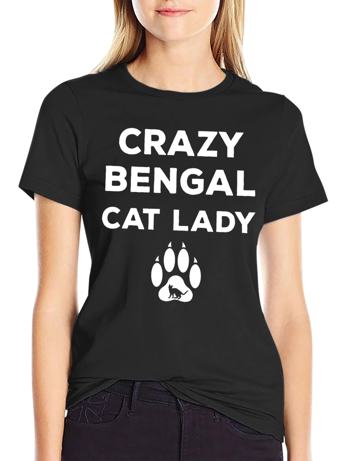 Crazy Bengal Cat Lady T-Shirt - Black