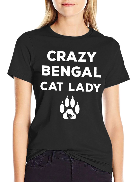 Crazy Bengal Cat Lady T-Shirt - Black
