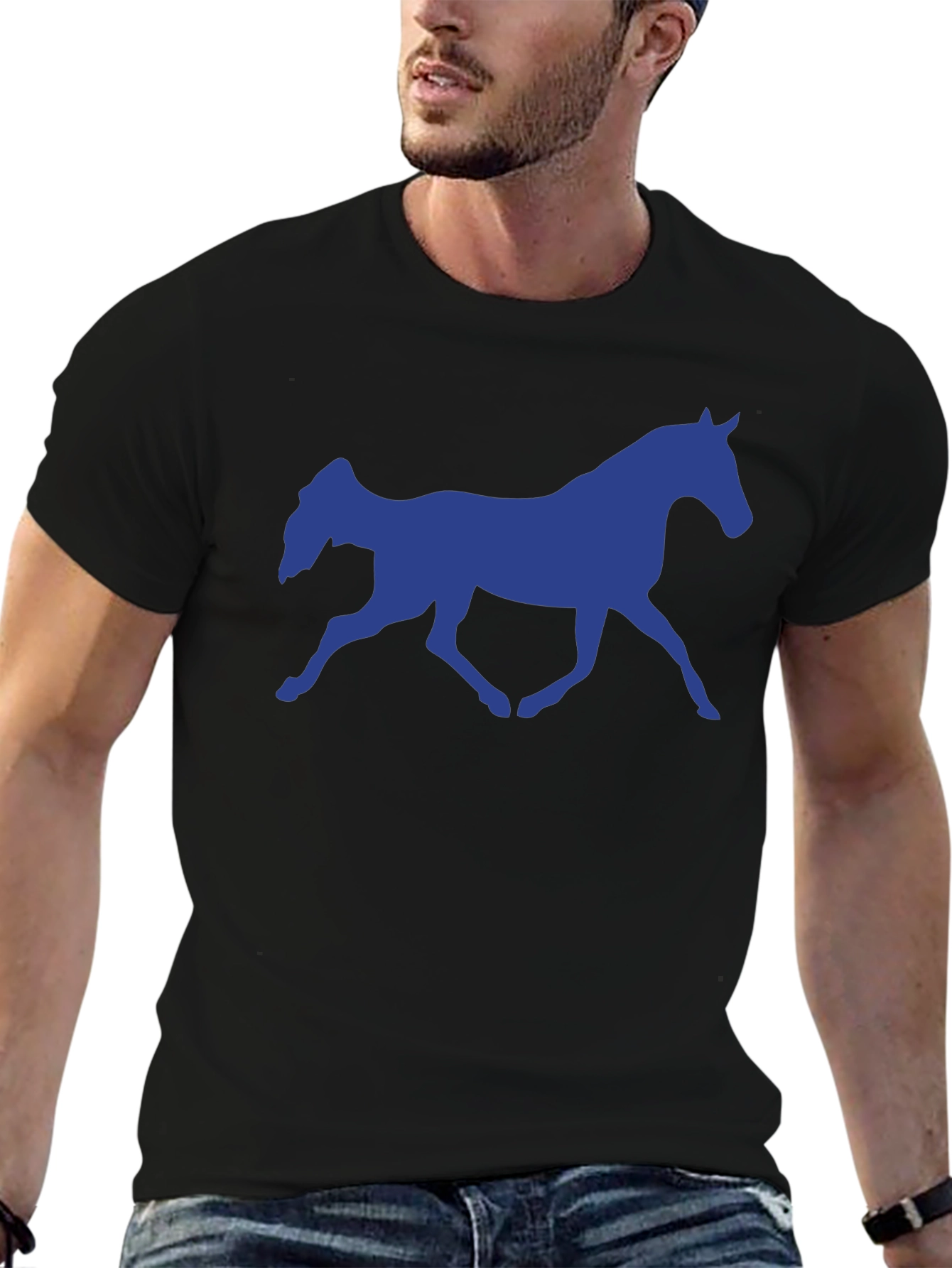 Horse Silhouette Graphic Tee - Black