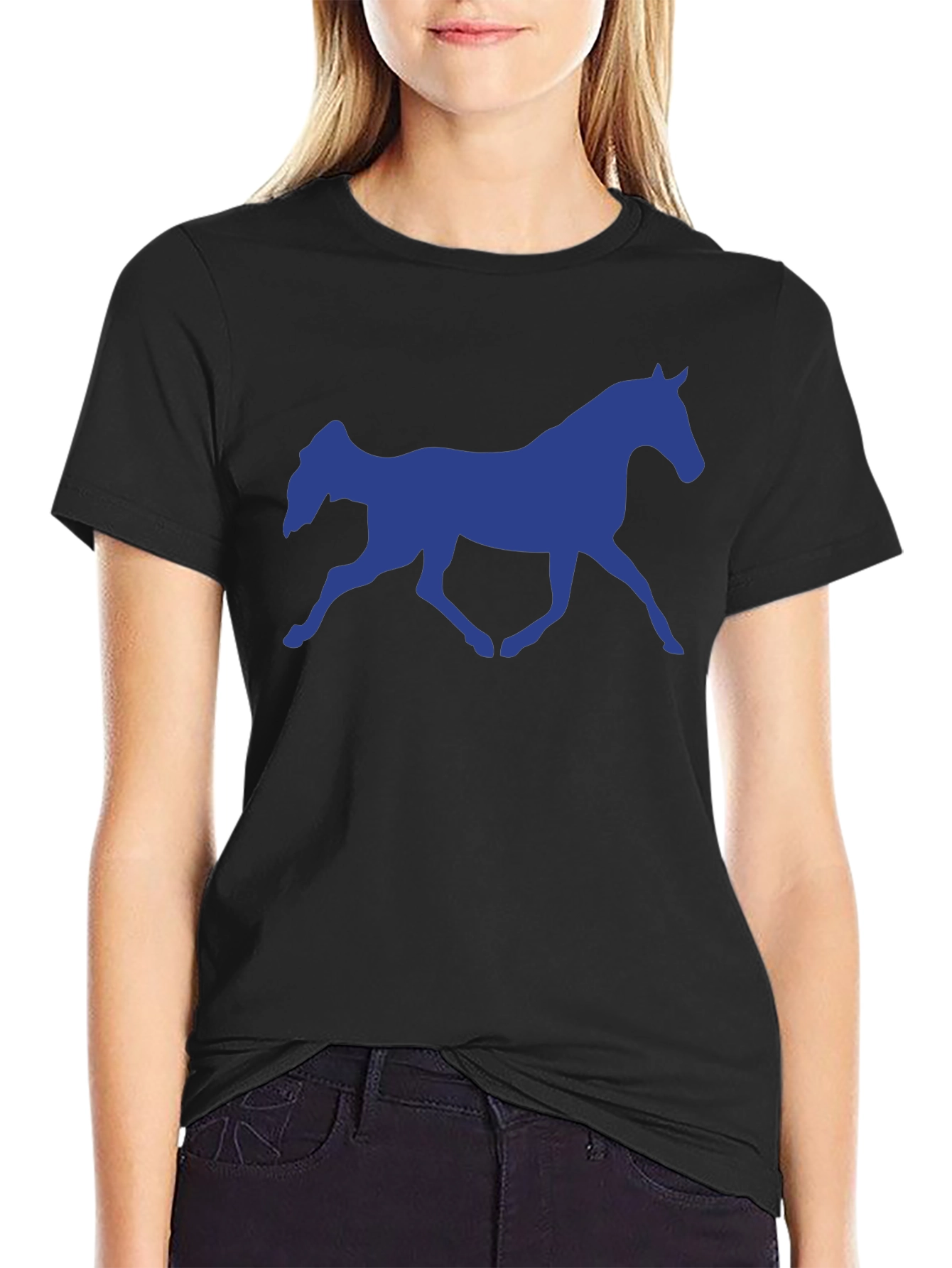 Horse Silhouette Graphic Tee - Black