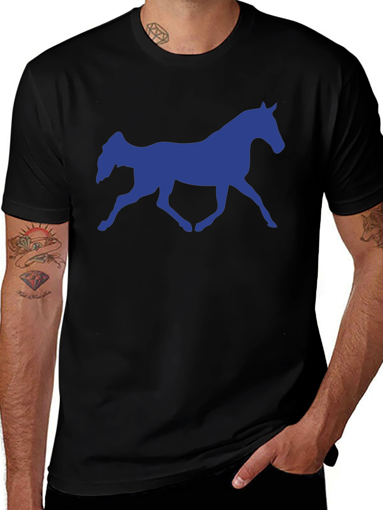 Horse Silhouette Graphic Tee - Black