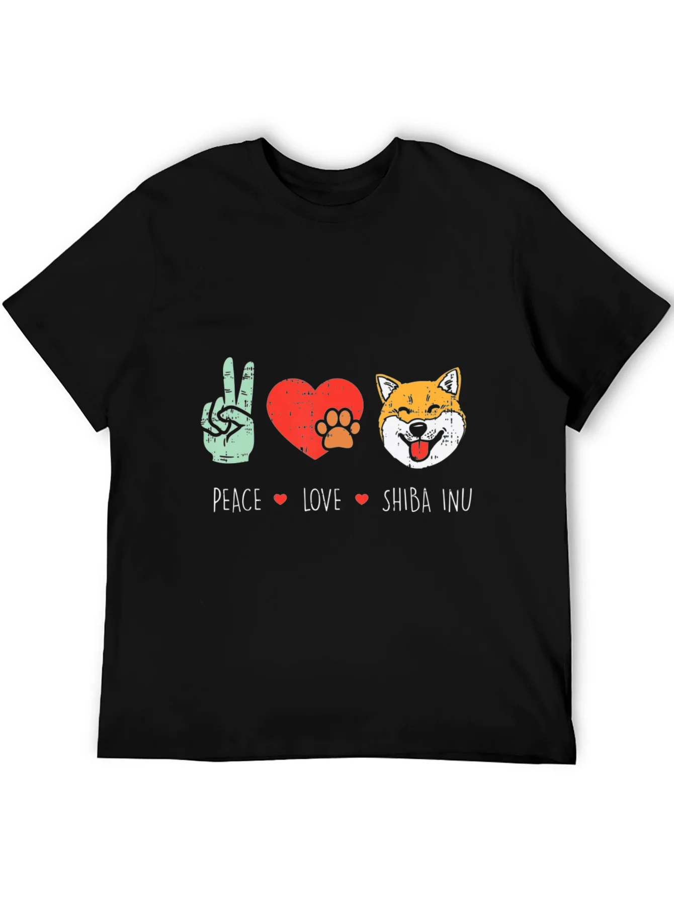 Peace Love Shiba Inu T-Shirt - Black