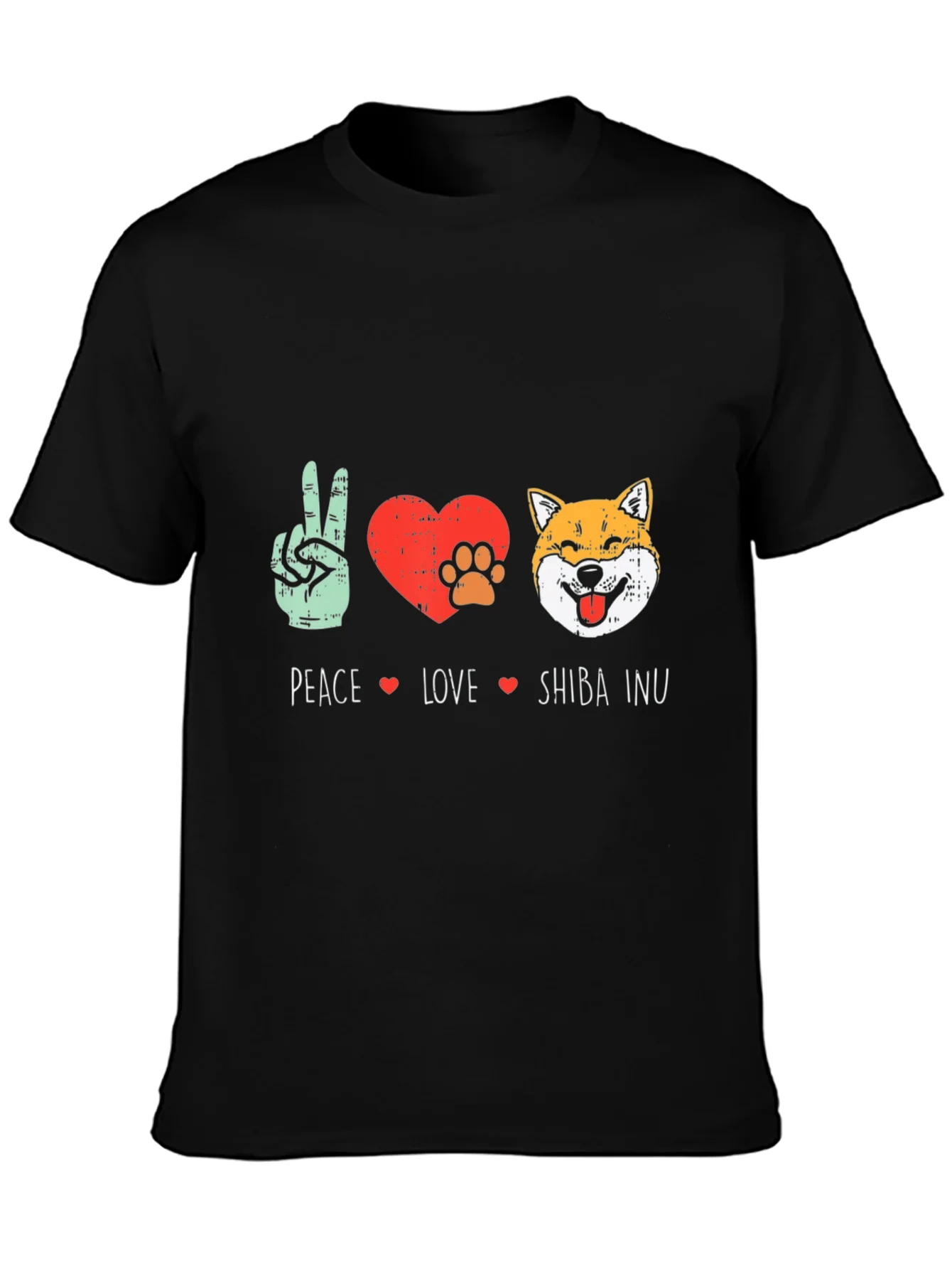Peace Love Shiba Inu T-Shirt - Black