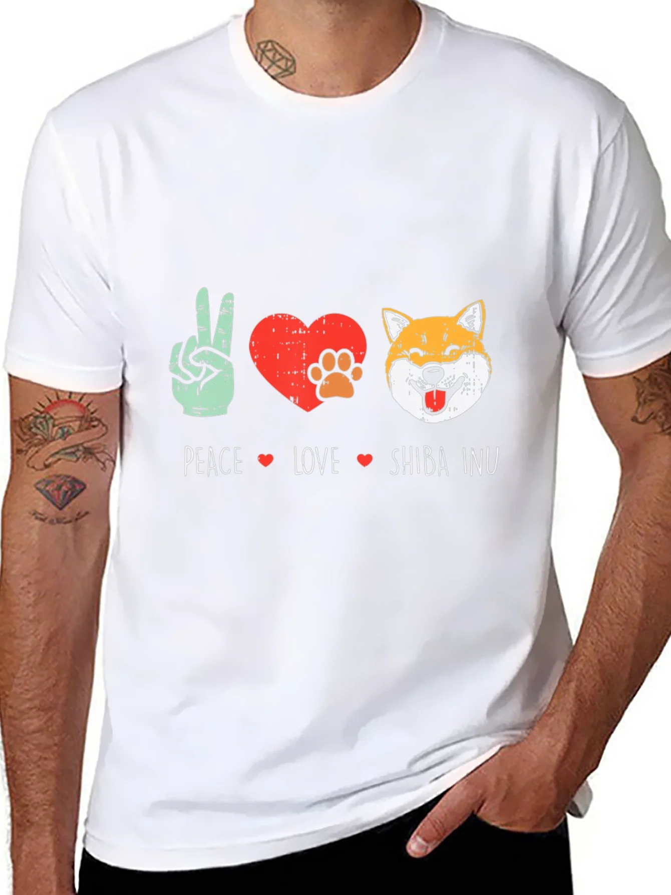 Peace Love Shiba Inu T-Shirt - Black
