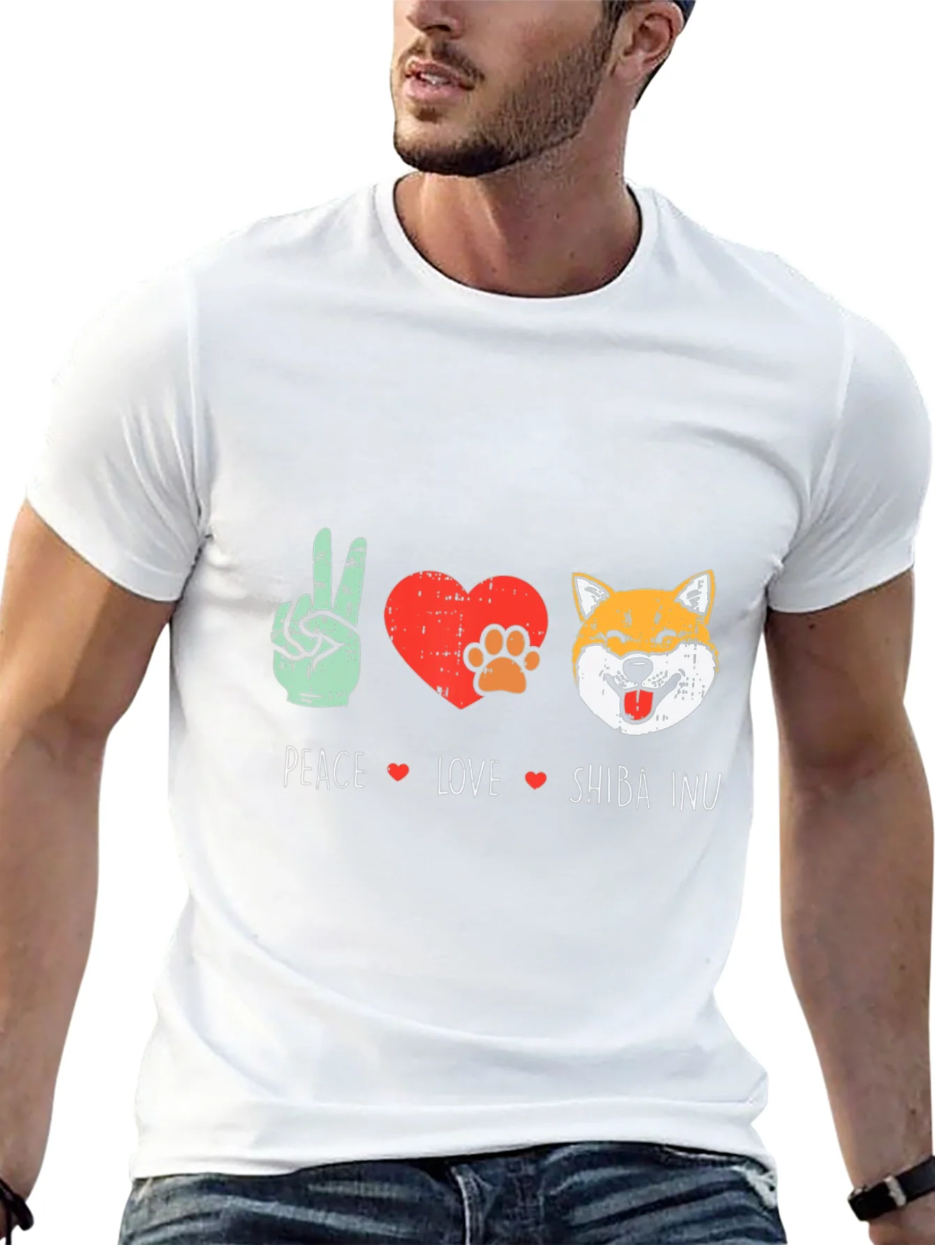 Peace Love Shiba Inu T-Shirt - Black