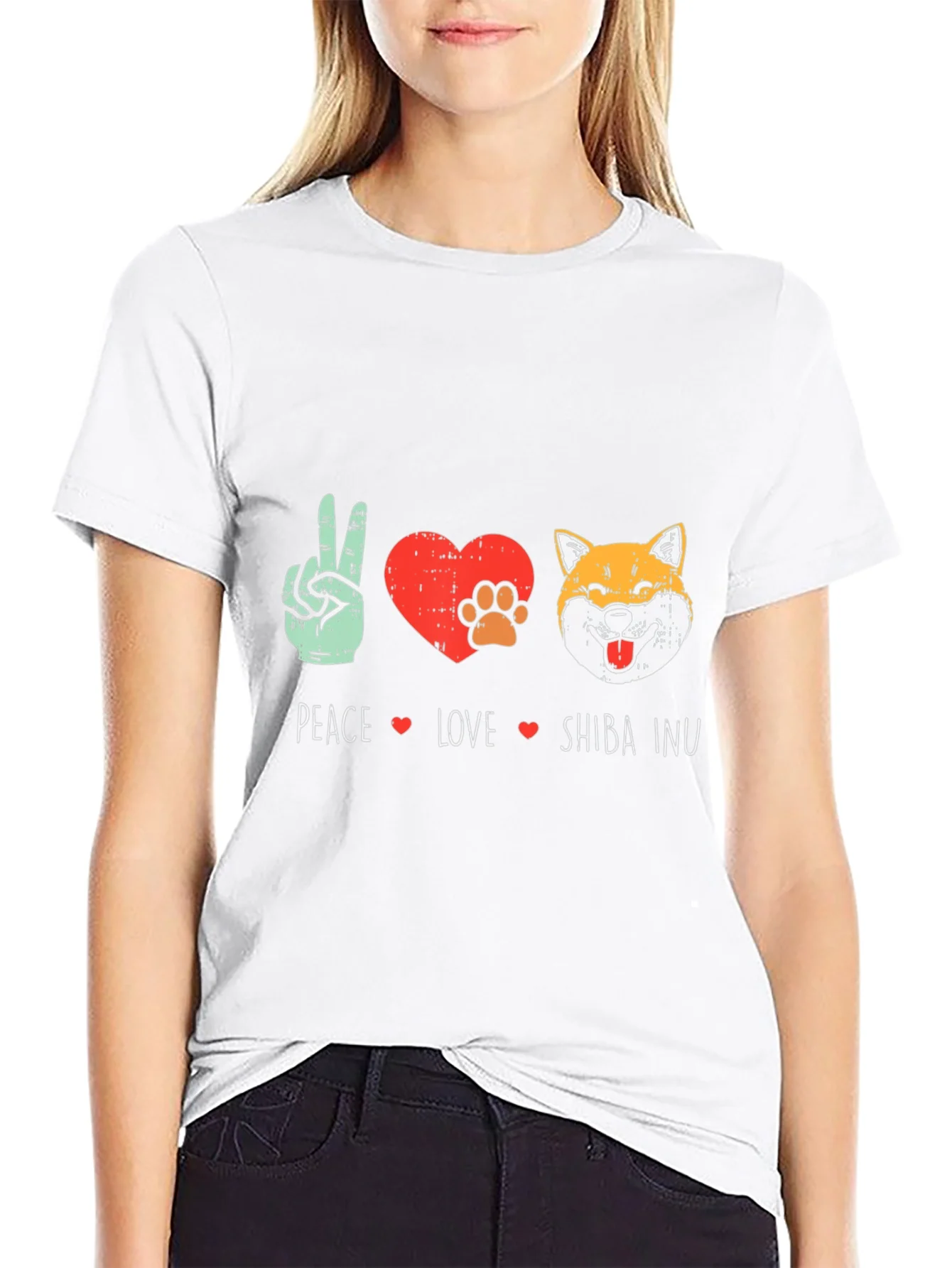 Peace Love Shiba Inu T-Shirt - Black