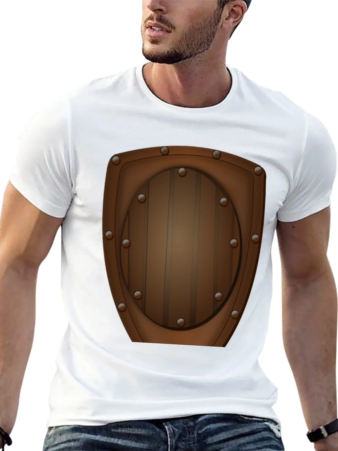 Novelty Wooden Shield Graphic Tee - Black