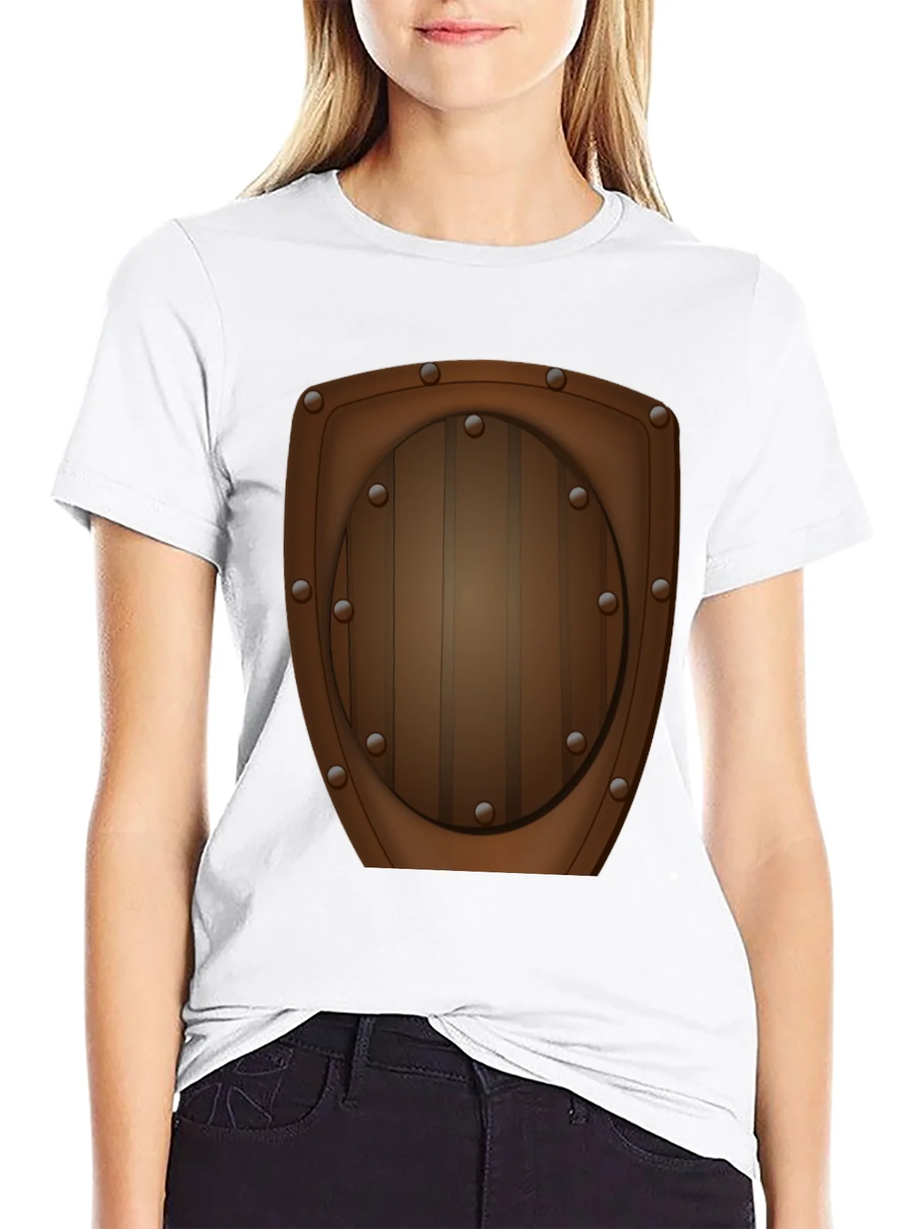 Novelty Wooden Shield Graphic Tee - Black