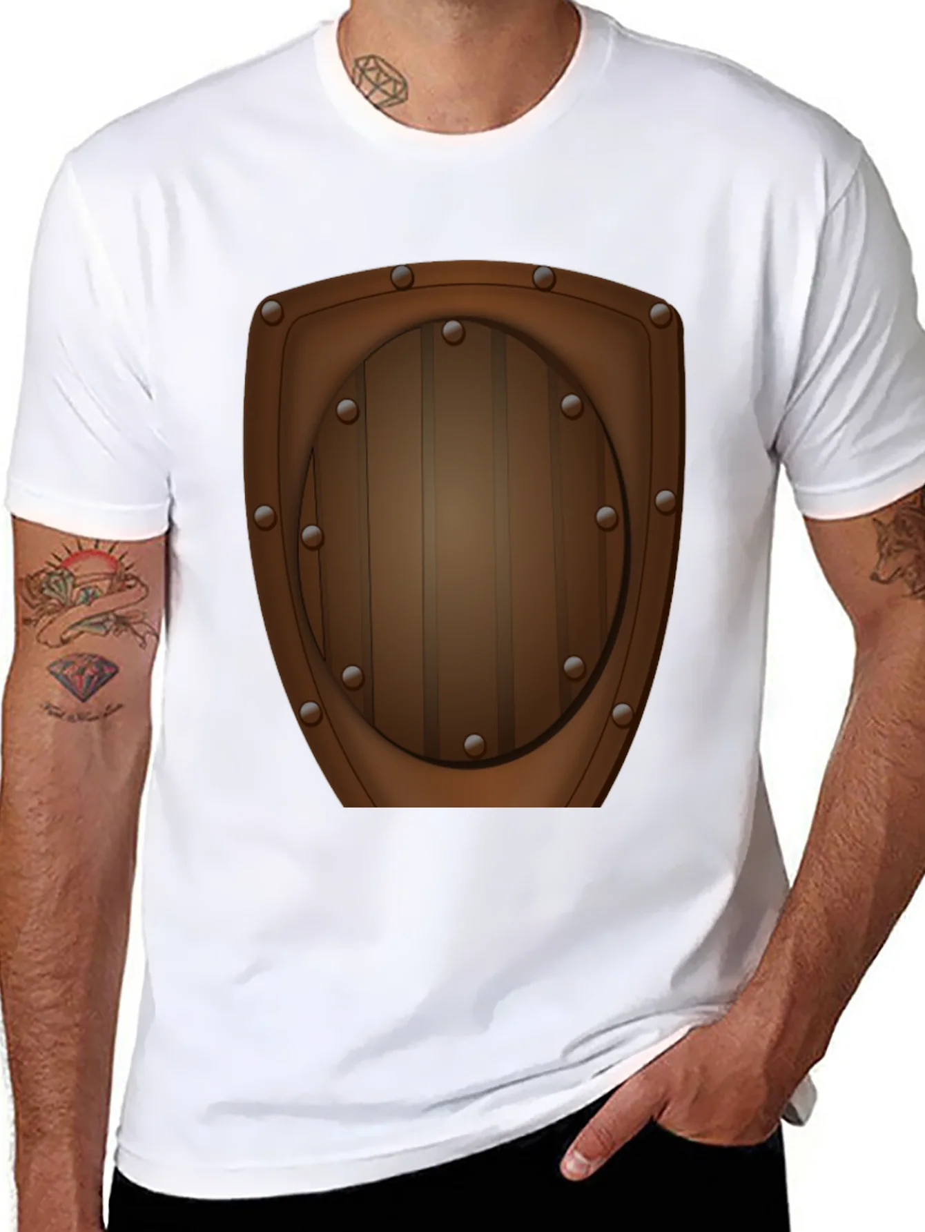 Novelty Wooden Shield Graphic Tee - Black