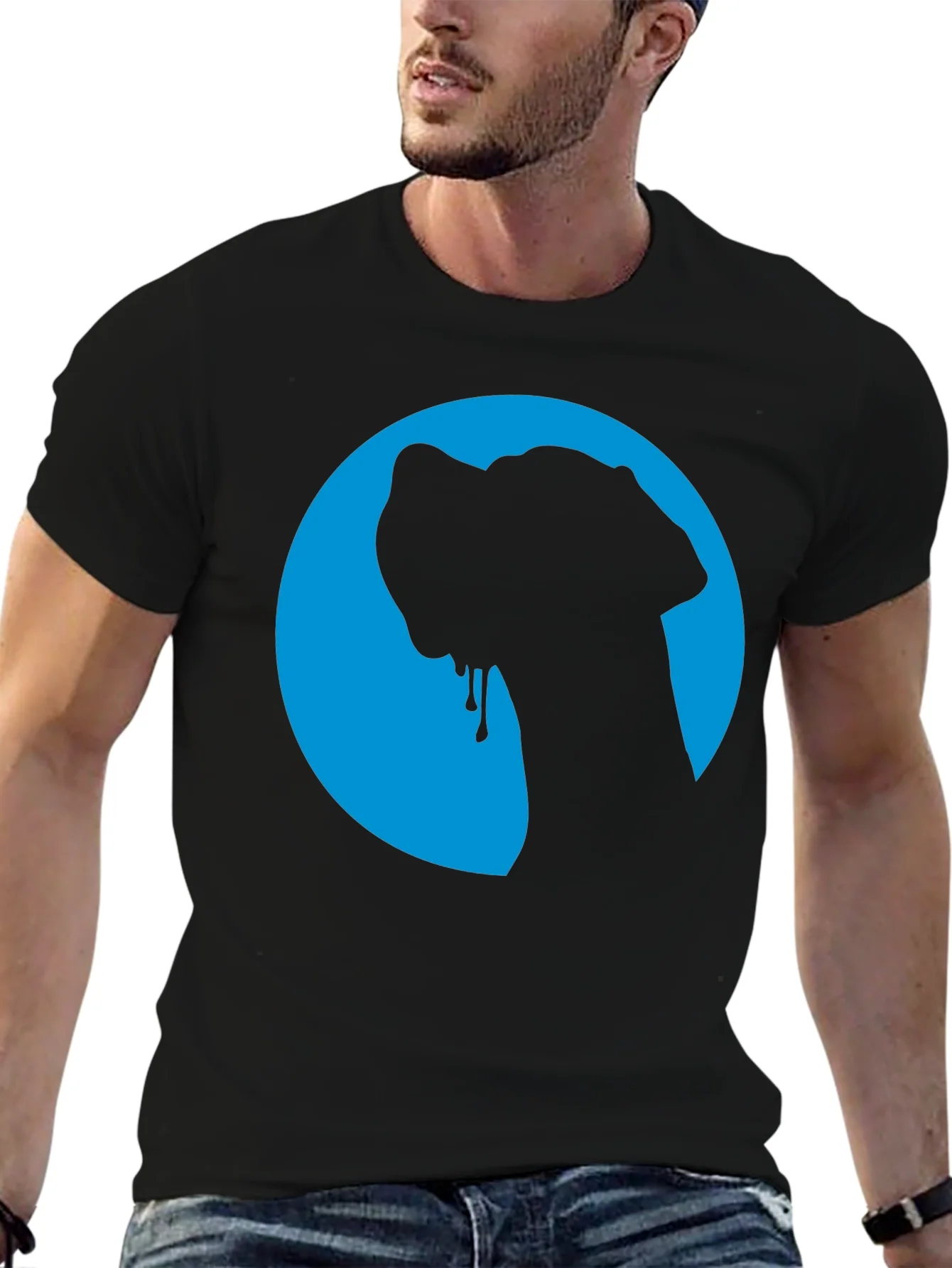 Dog Silhouette Graphic Tee - Cool Blue Moon Design