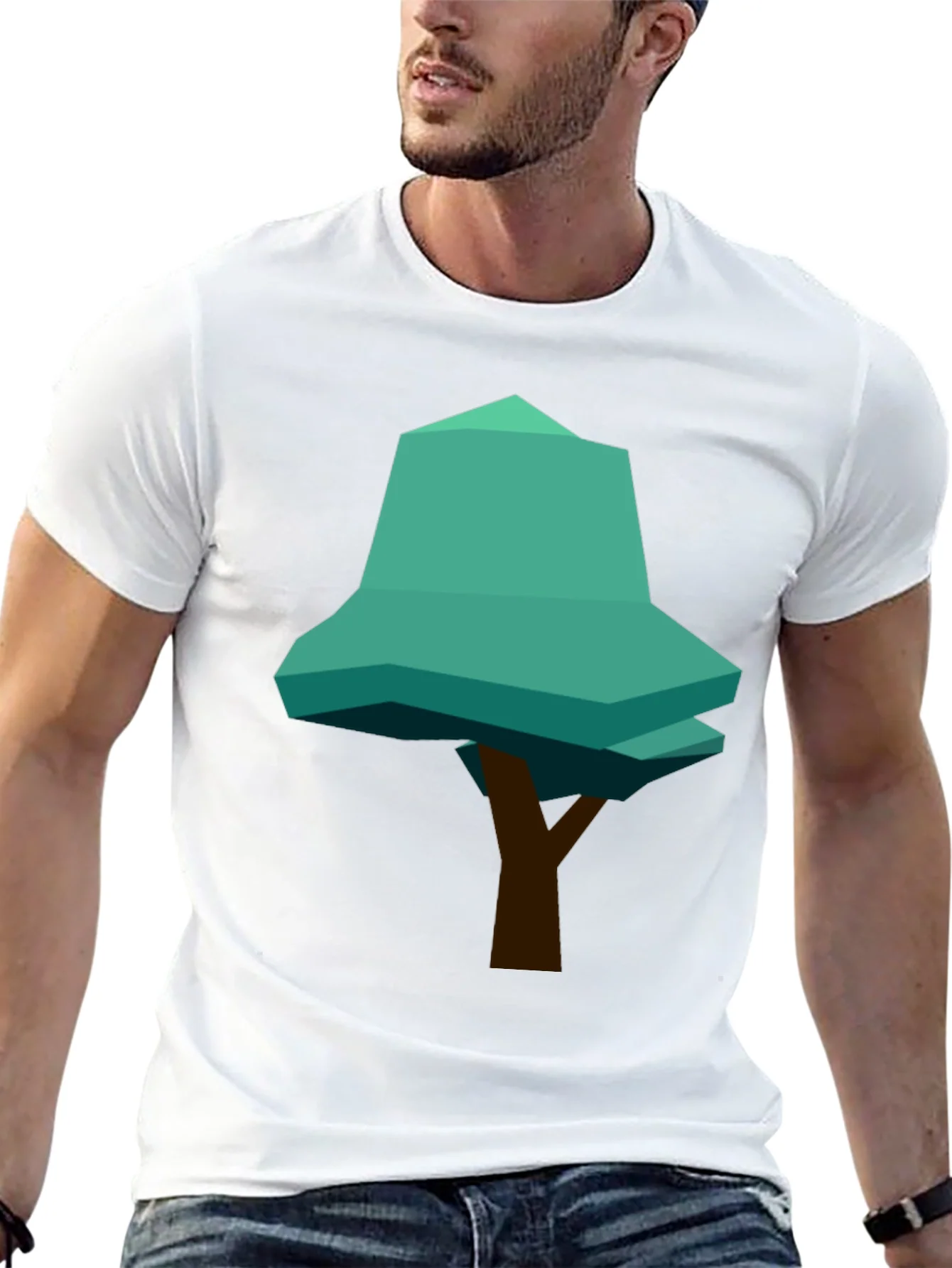 Geometric Tree Graphic Tee - Modern Casual Style