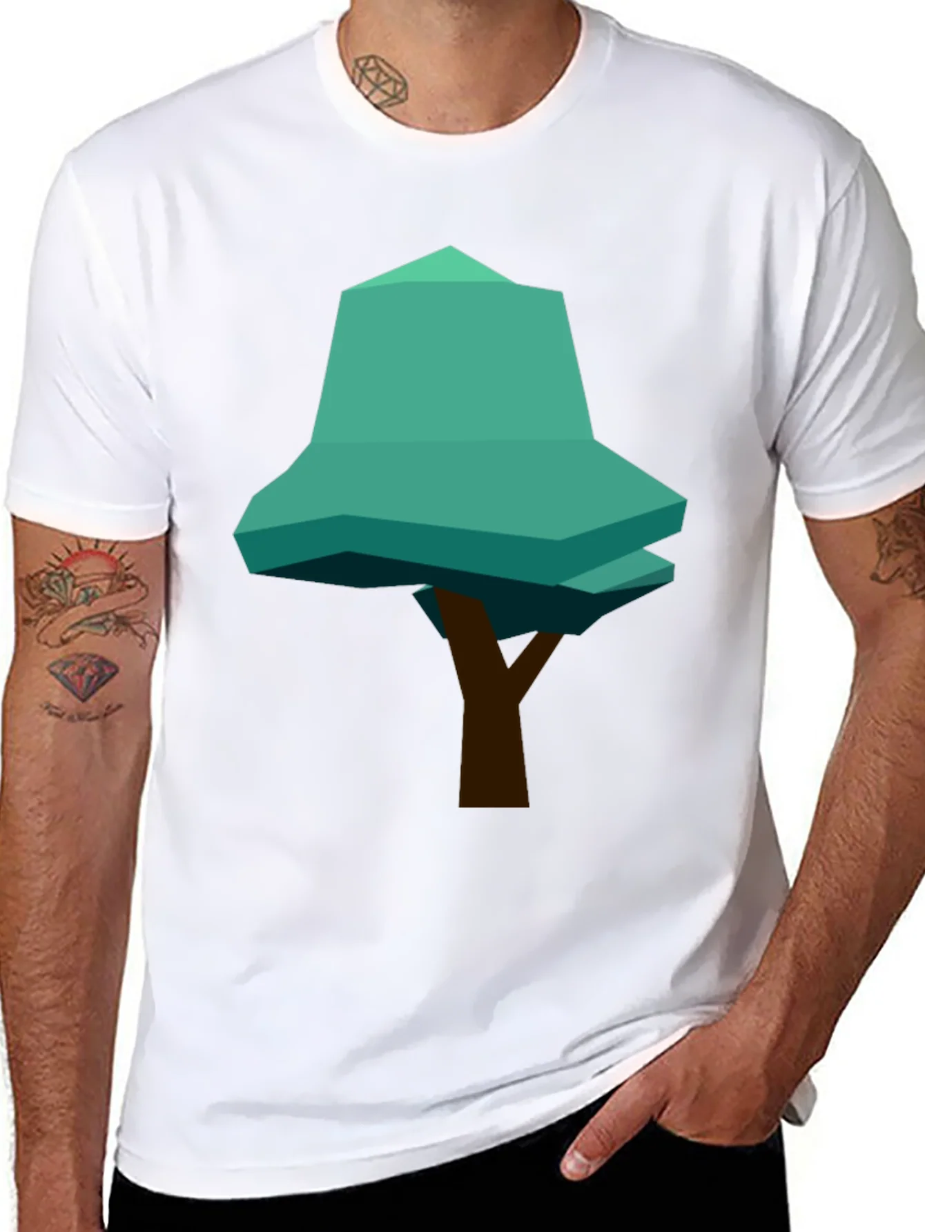 Geometric Tree Graphic Tee - Modern Casual Style