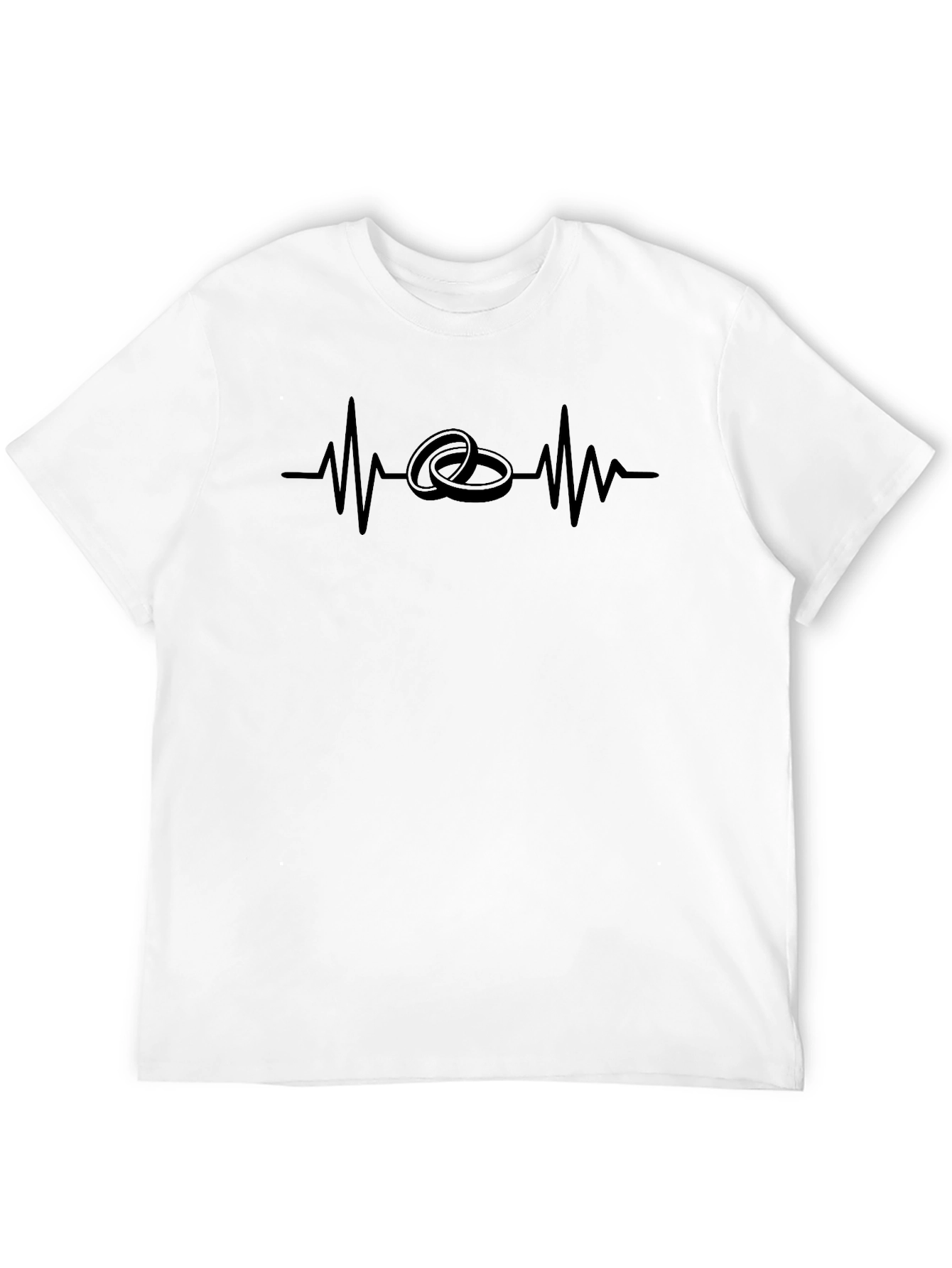 Heartbeat Wedding Rings T-Shirt - Black