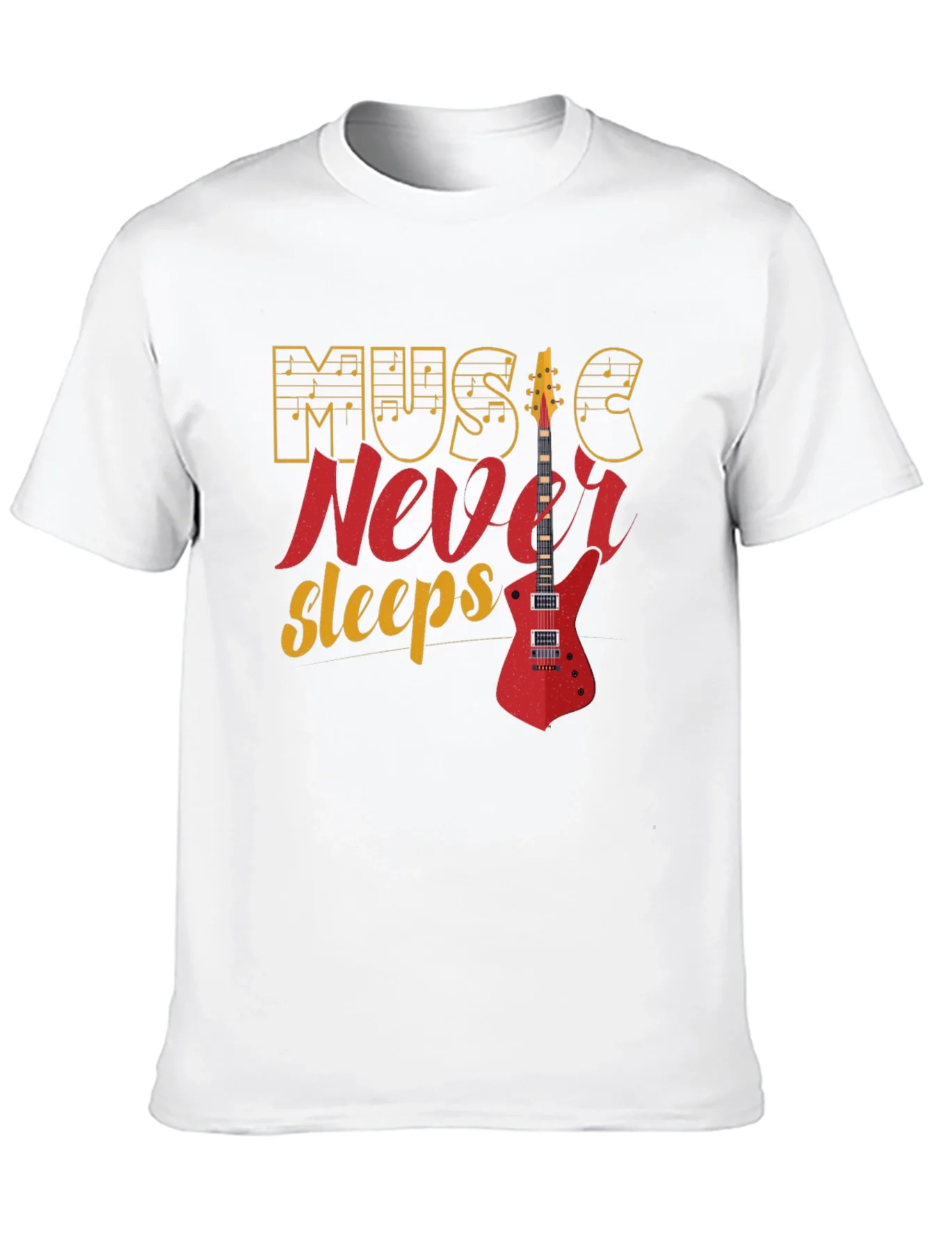 Music Never Sleeps Graphic Tee - Black Cotton T-Shirt