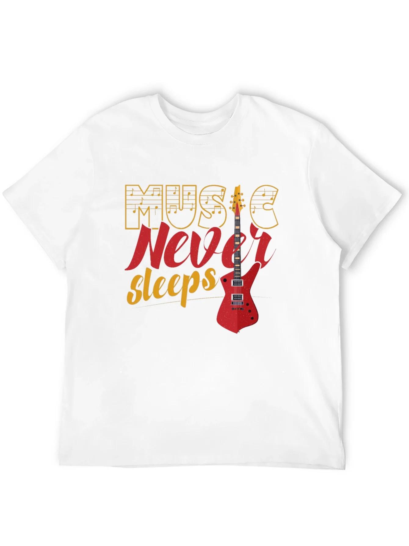 Music Never Sleeps Graphic Tee - Black Cotton T-Shirt