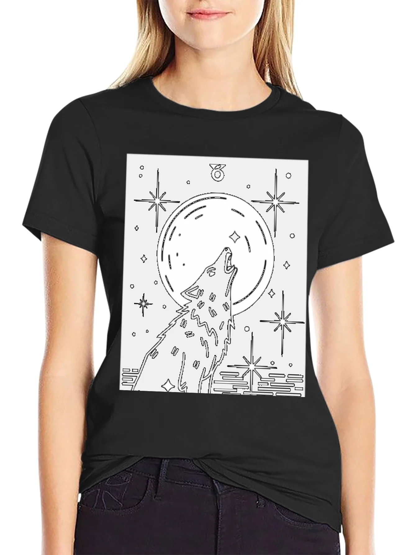 Wolf Moon Graphic Tee - Unisex Black Cotton T-Shirt