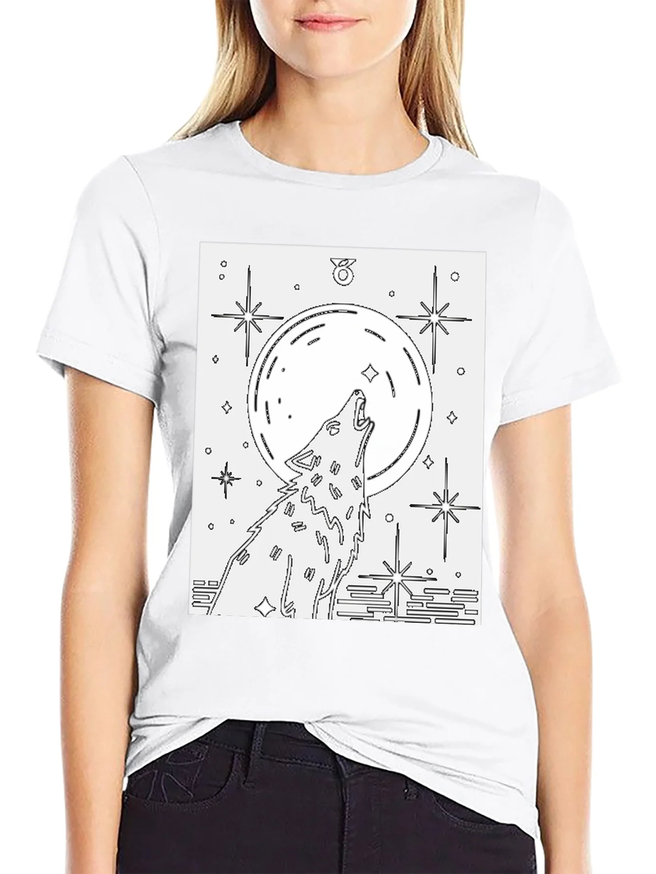 Wolf Moon Graphic Tee - Unisex Black Cotton T-Shirt