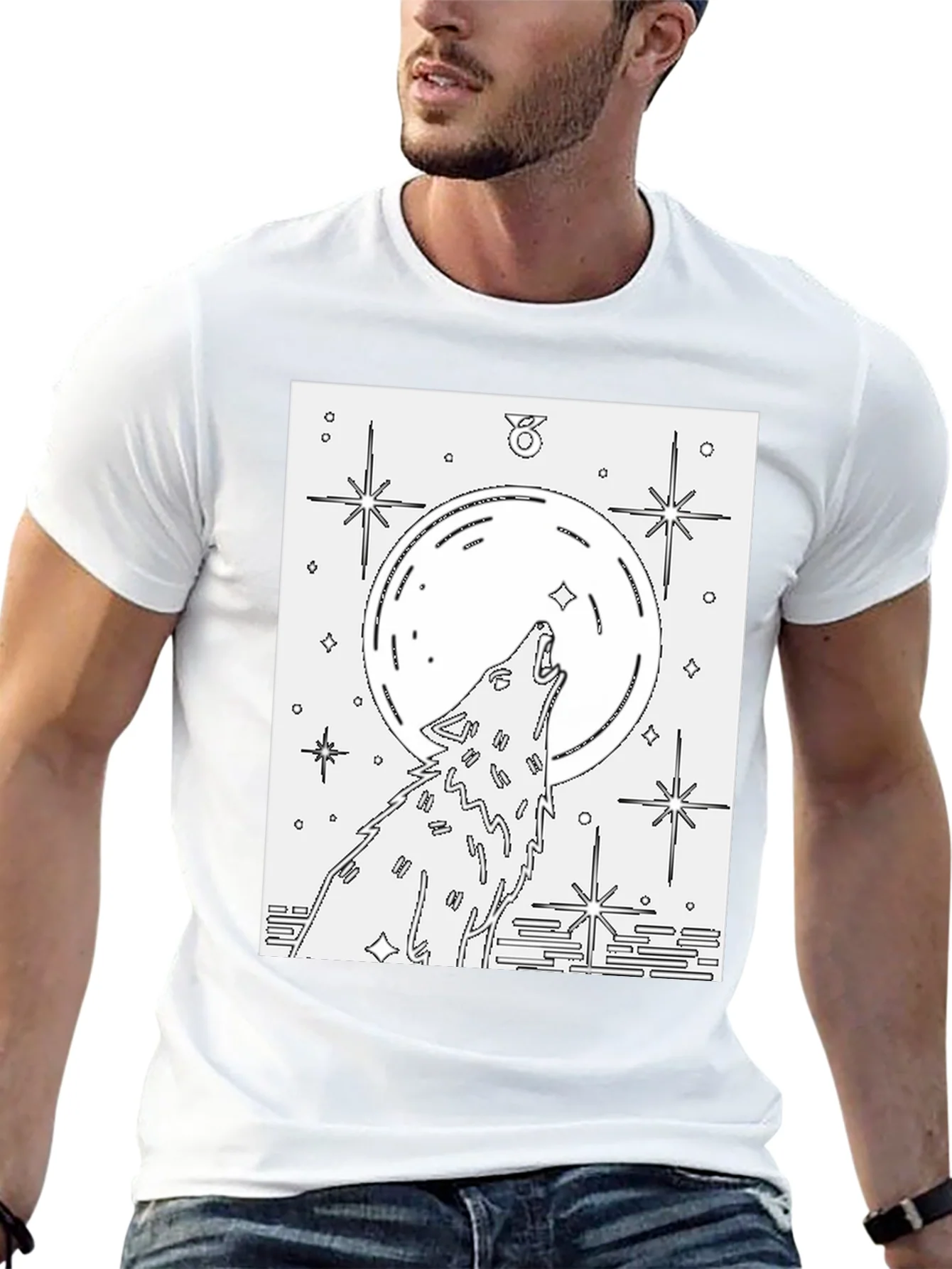 Wolf Moon Graphic Tee - Unisex Black Cotton T-Shirt