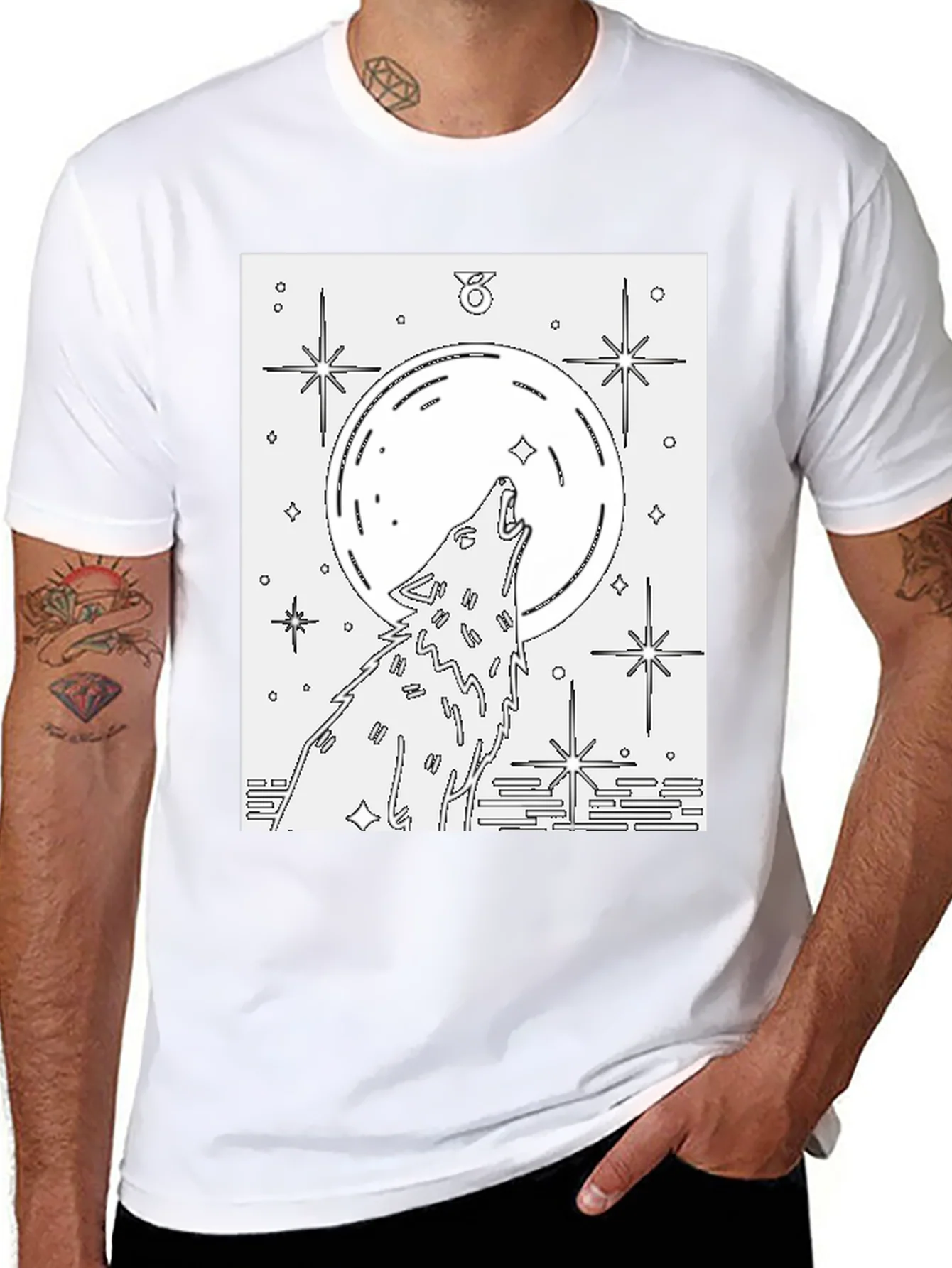 Wolf Moon Graphic Tee - Unisex Black Cotton T-Shirt