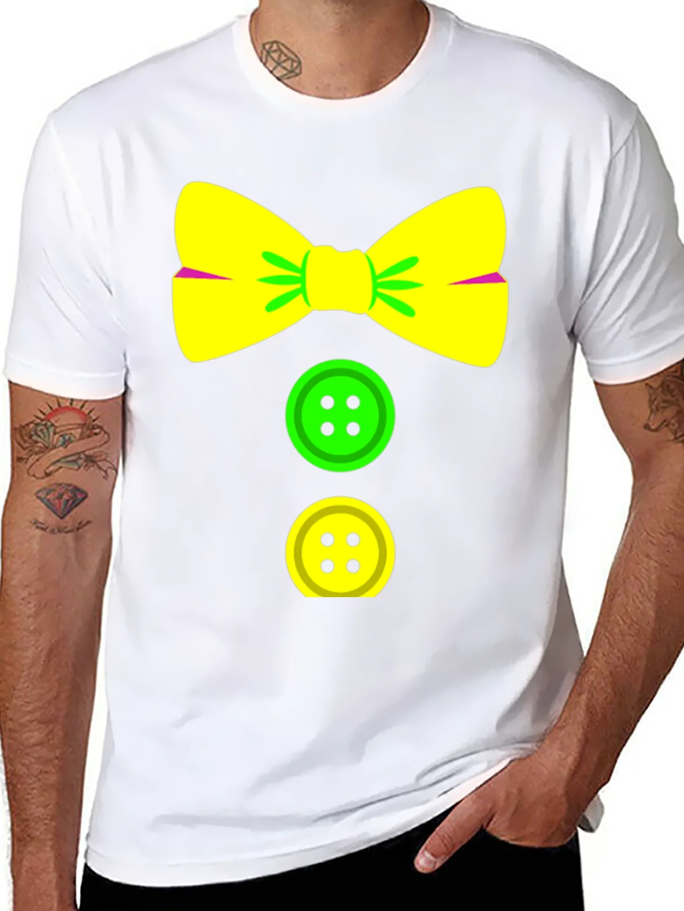 Clown Bow Tie & Buttons Graphic Tee - Black
