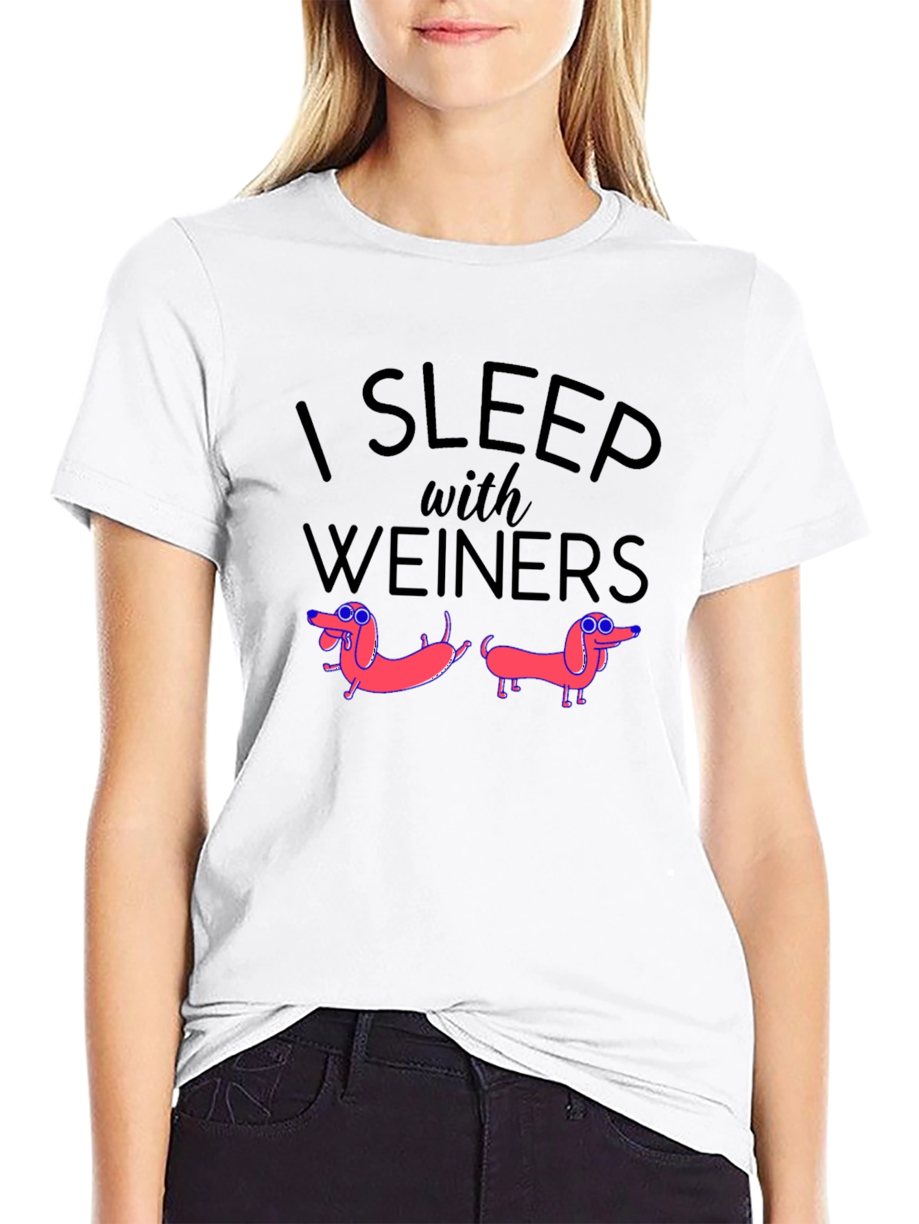 I Sleep With Weiners Novelty Graphic T-Shirt