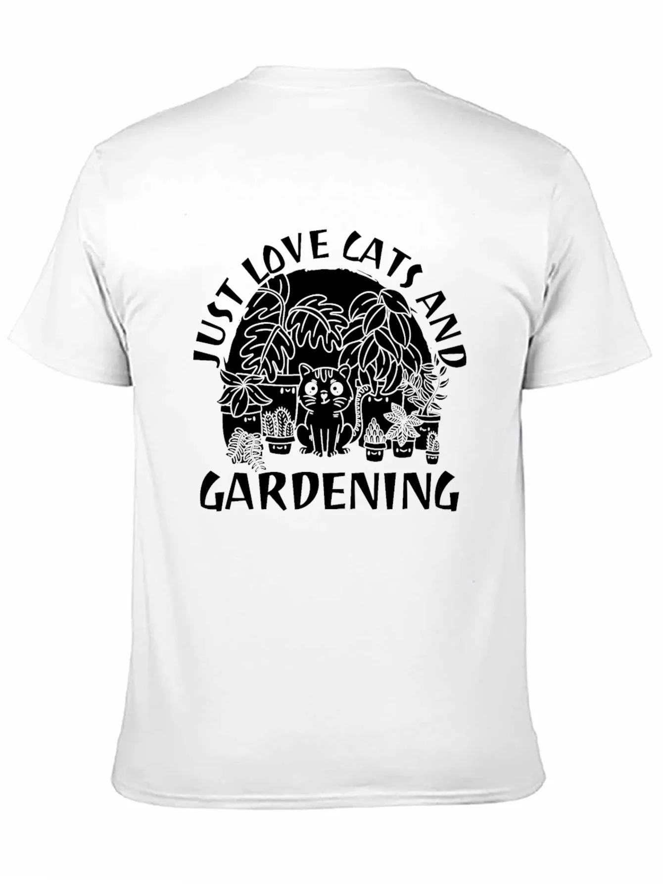 Cats and Gardening Black T-Shirt