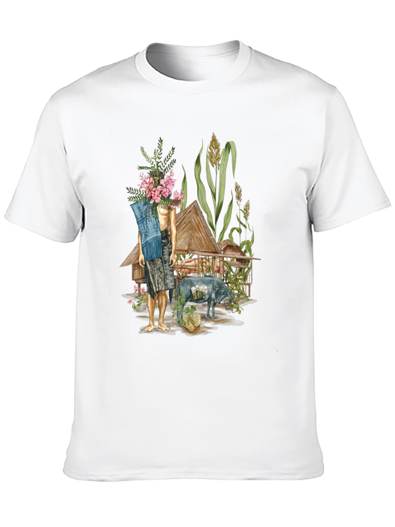 Unique Graphic Tee: Thai Village Design