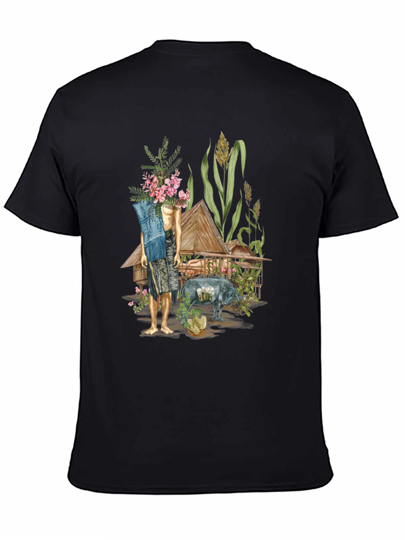Unique Graphic Tee: Thai Village Design