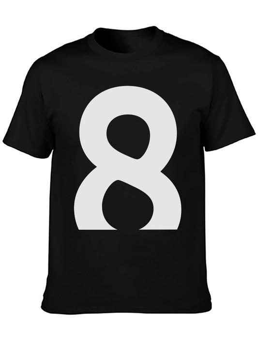 Number 8 Graphic Tee - Black Cotton Shirt