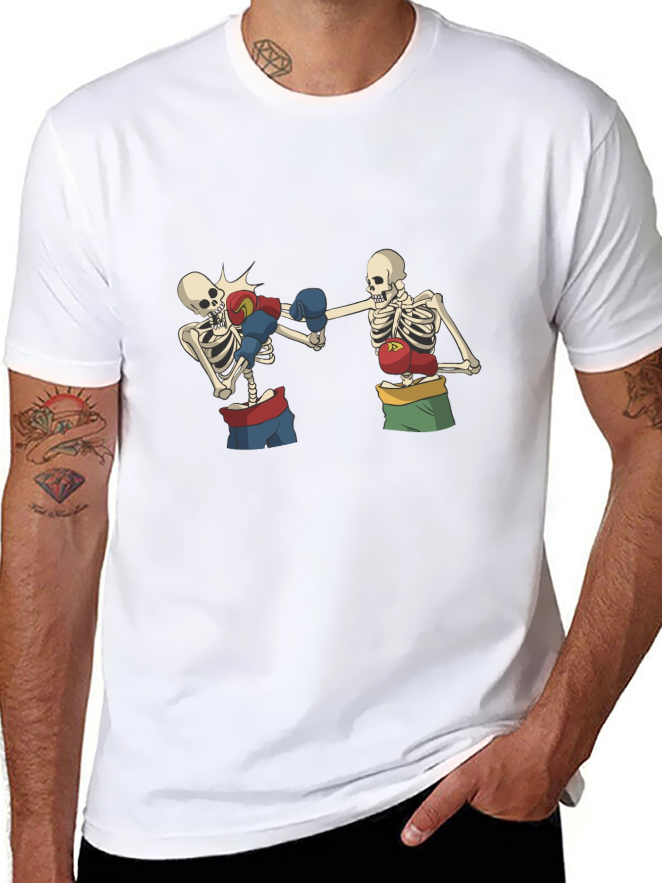 Skeleton Boxing T-Shirt - Black