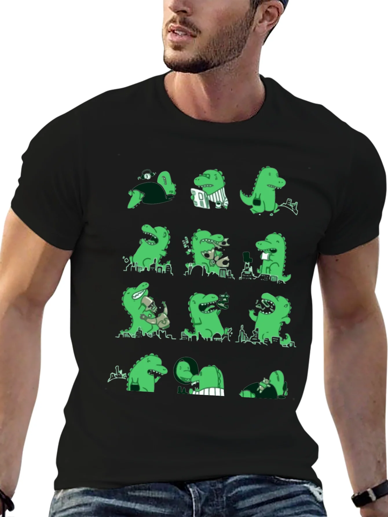 Dinosaur Print Black T-Shirt