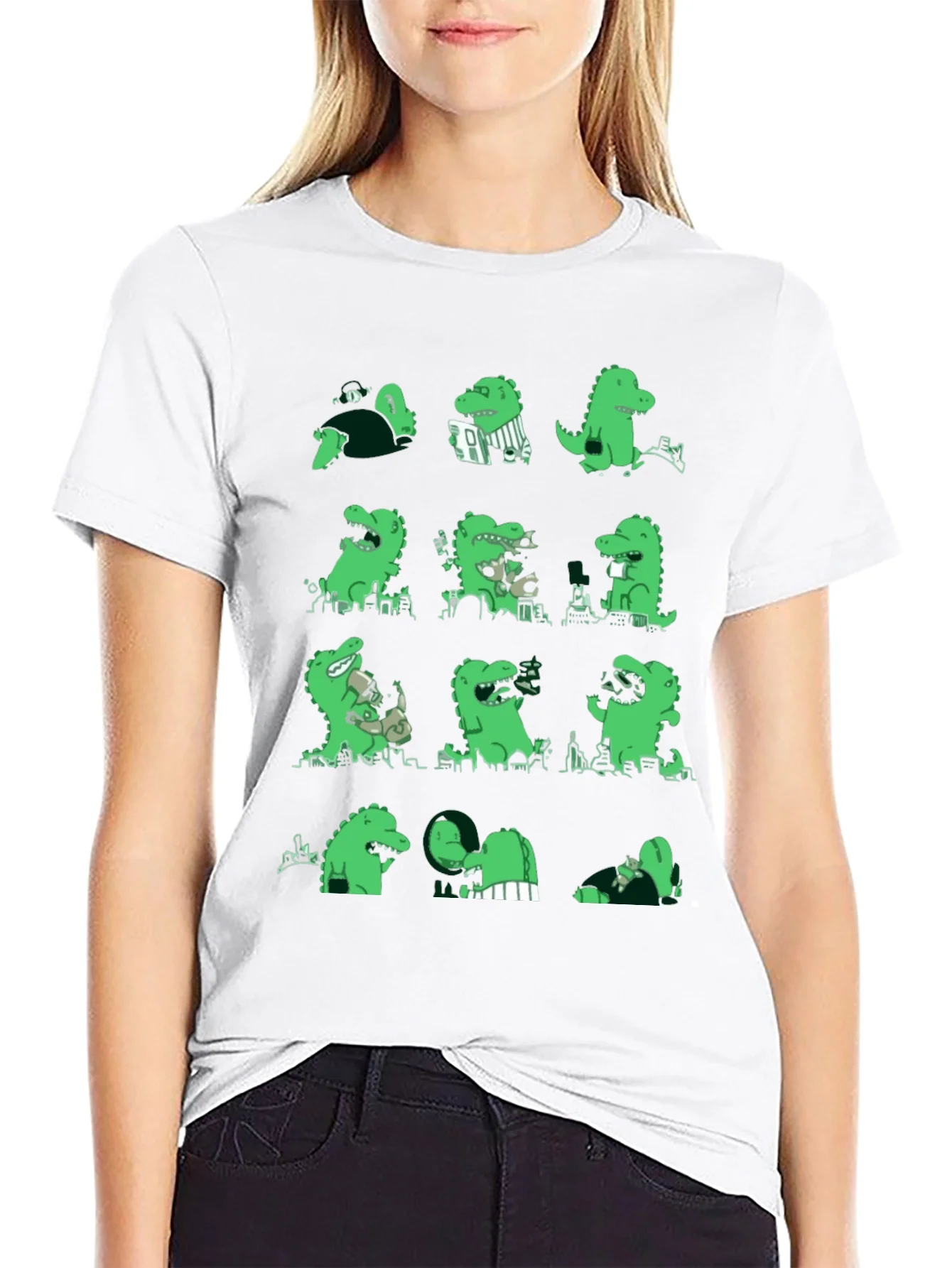 Dinosaur Print Black T-Shirt