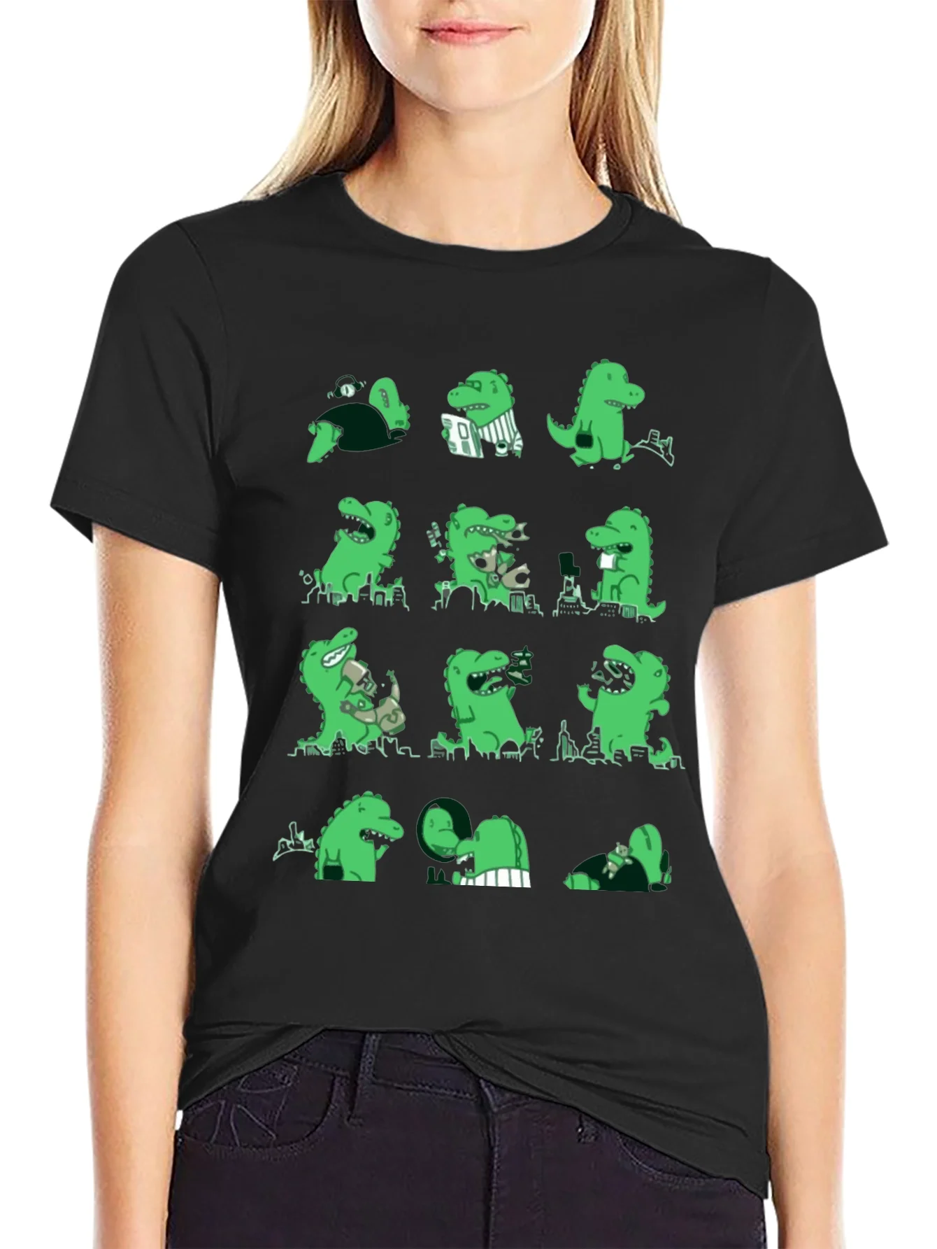 Dinosaur Print Black T-Shirt
