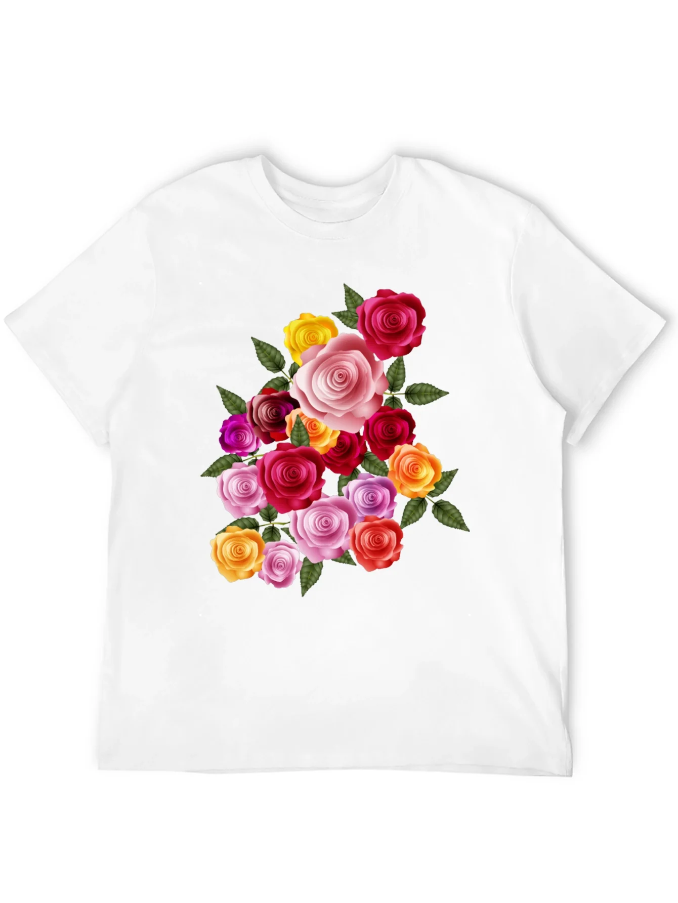 Floral Rose Bouquet Graphic Tee - Black
