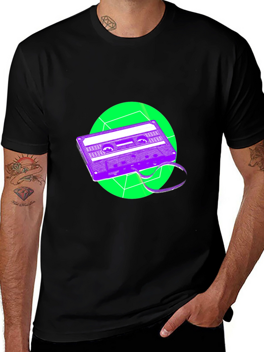 Retro Cassette Tape Graphic Tee - Black