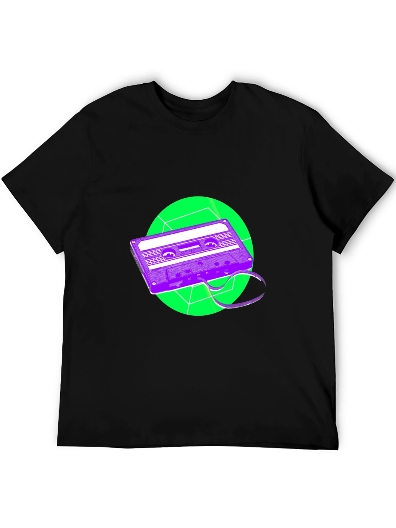 Retro Cassette Tape Graphic Tee - Black