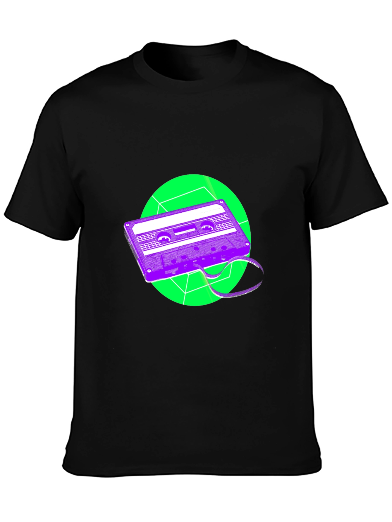 Retro Cassette Tape Graphic Tee - Black