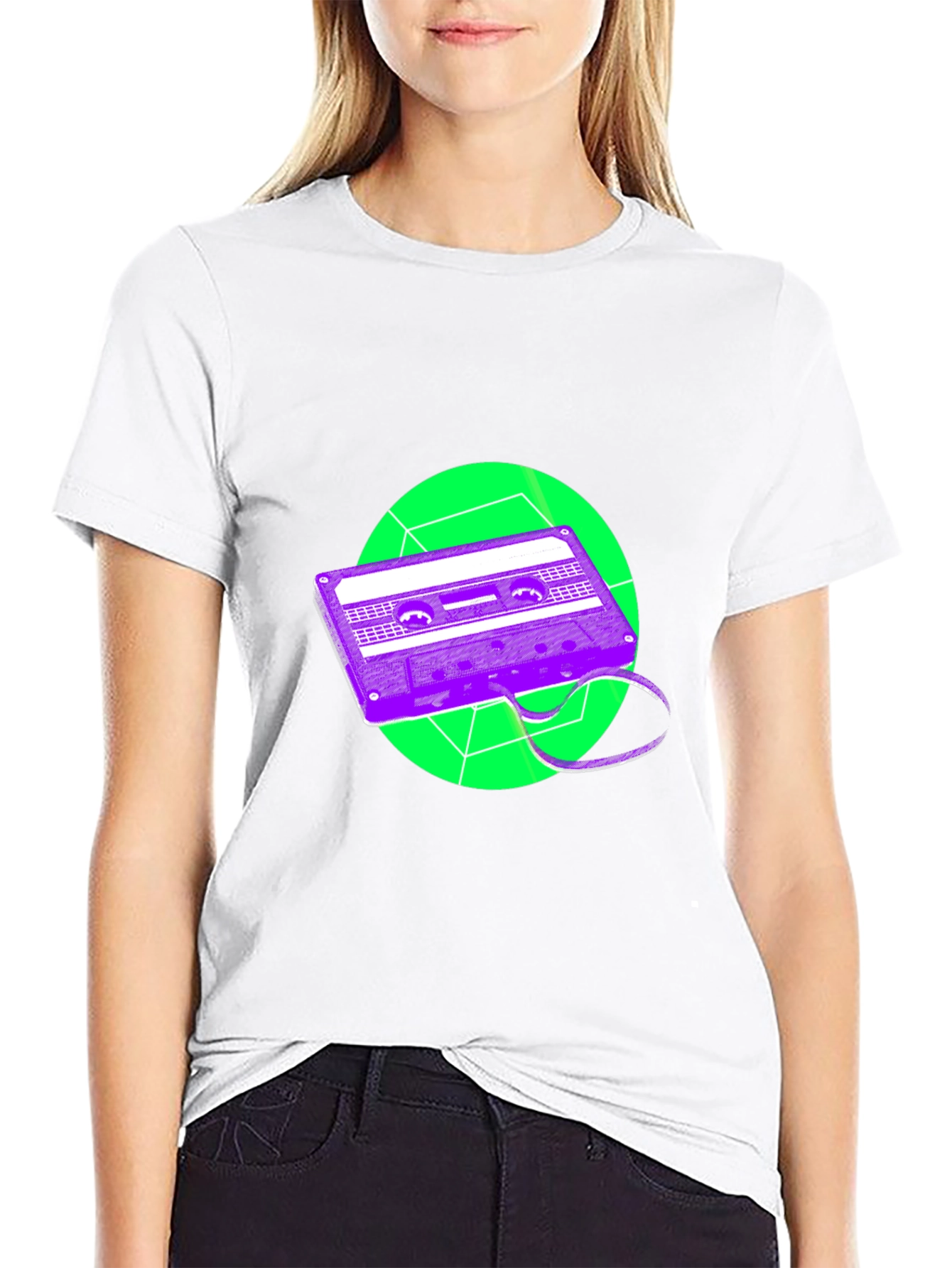 Retro Cassette Tape Graphic Tee - Black