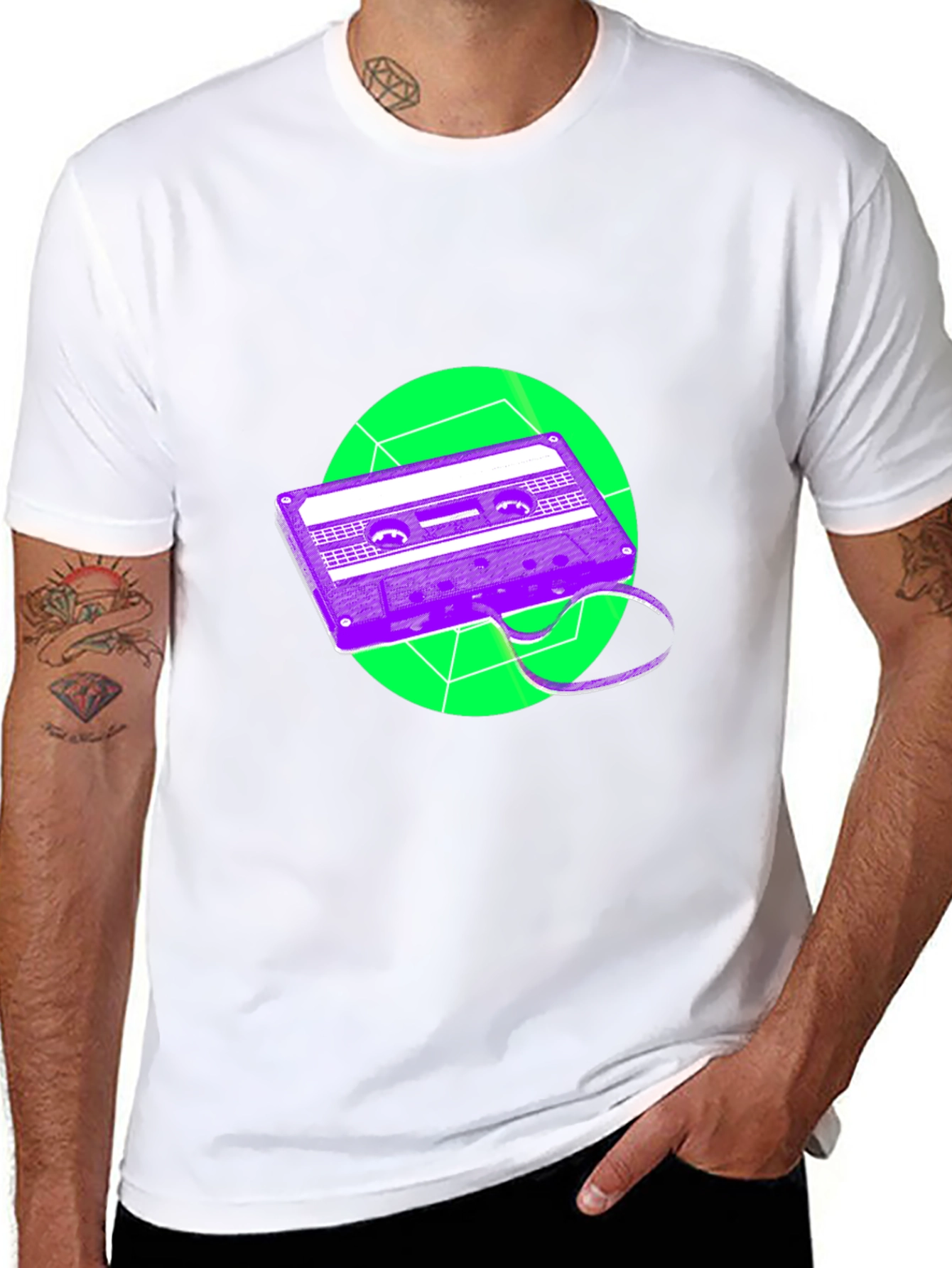 Retro Cassette Tape Graphic Tee - Black