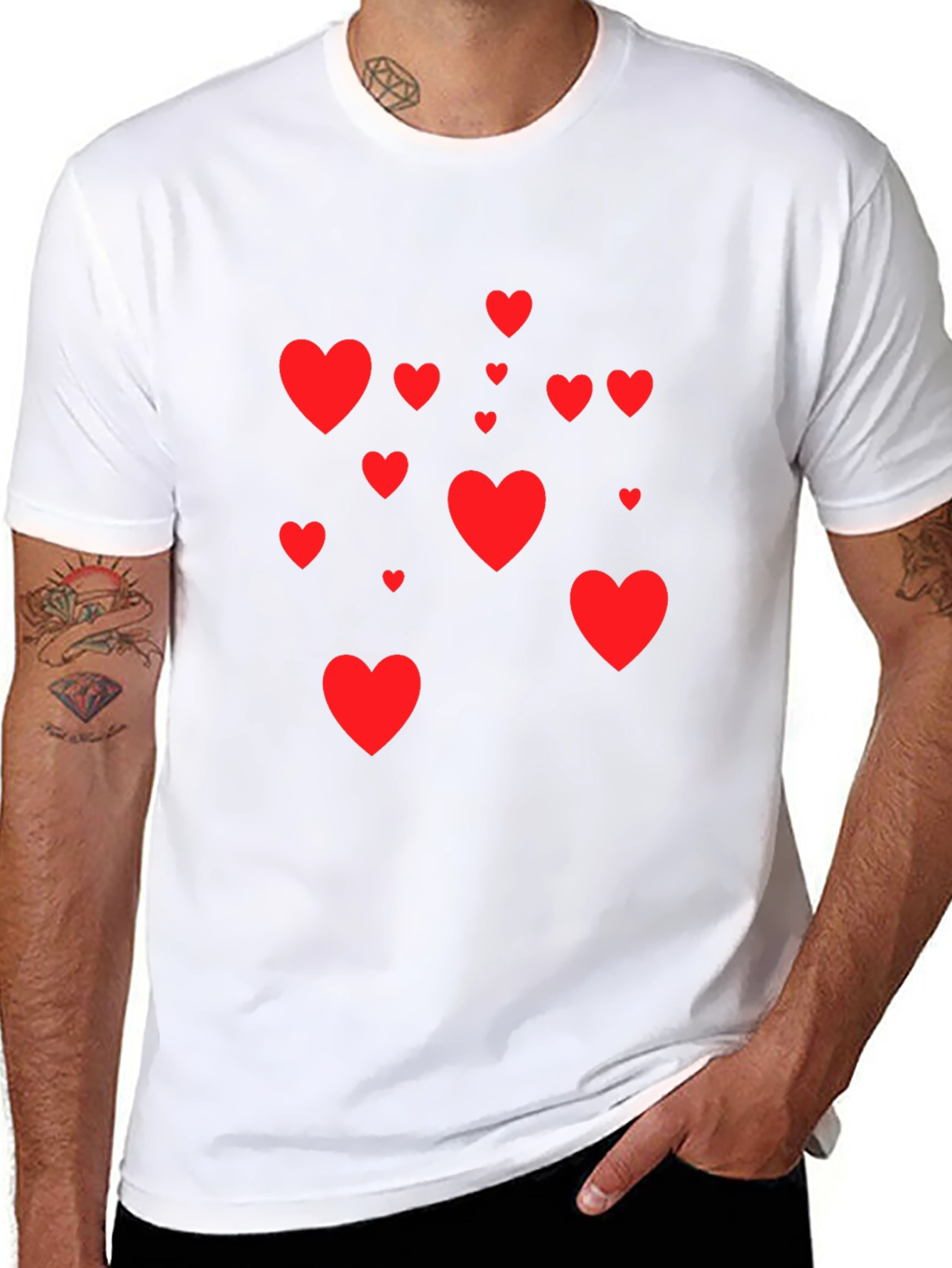 Heart Print Black Tee