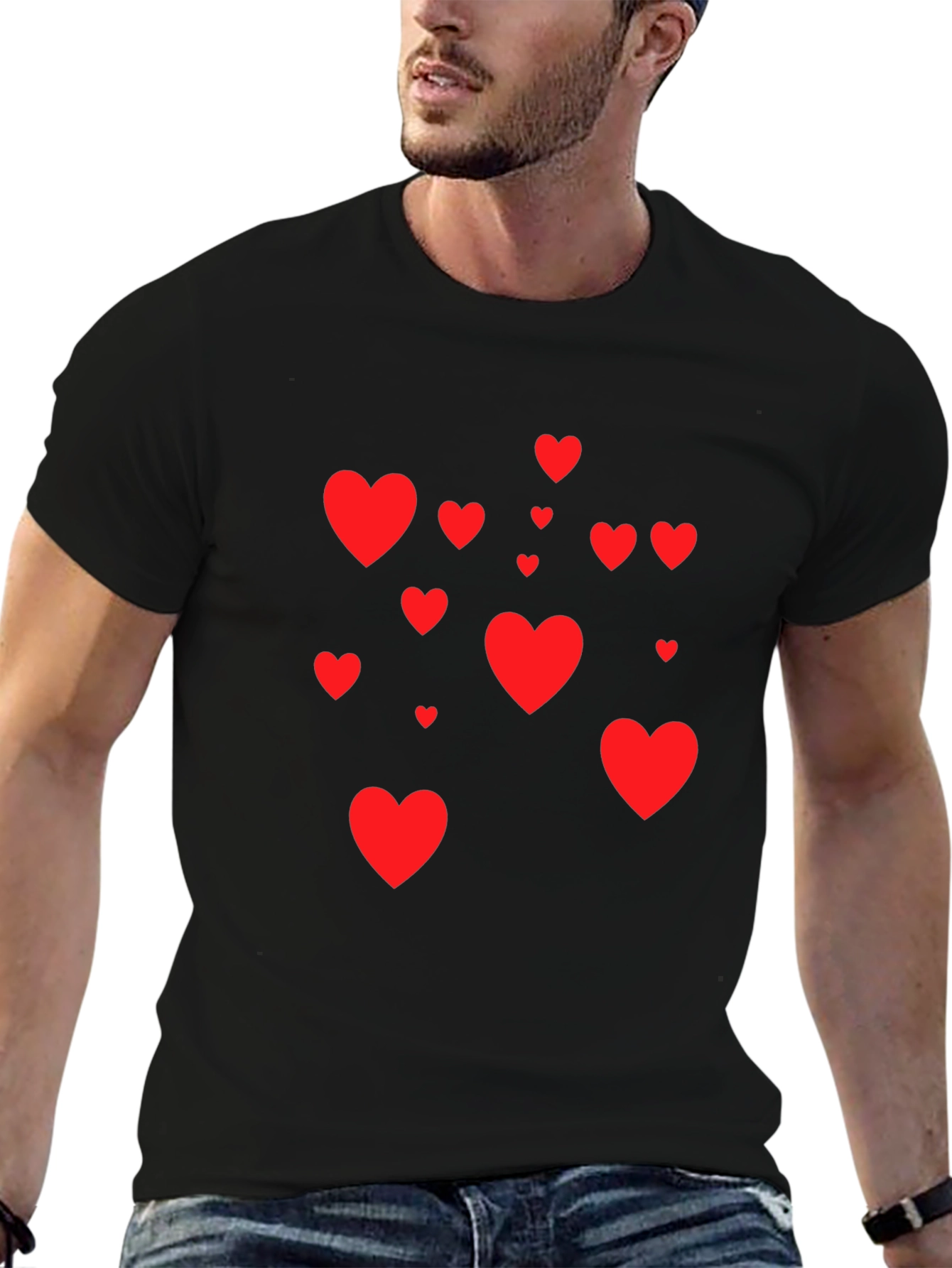 Heart Print Black Tee