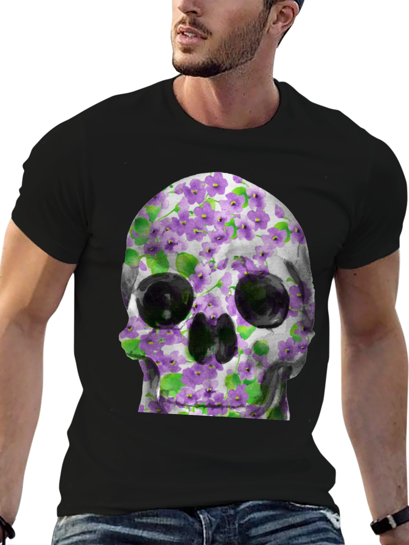 Floral Skull Graphic Tee - Unique Style