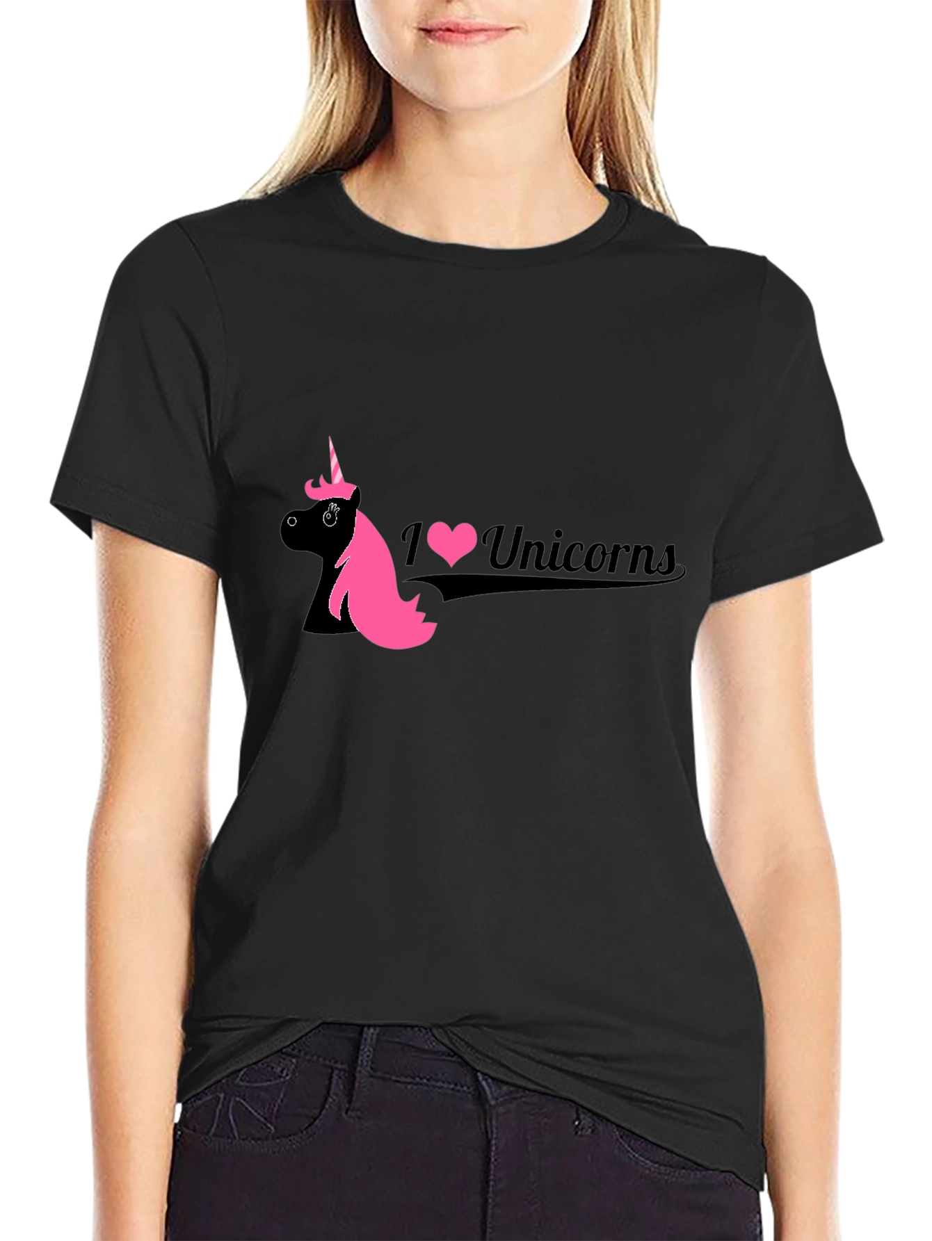 I Love Unicorns Black T-Shirt