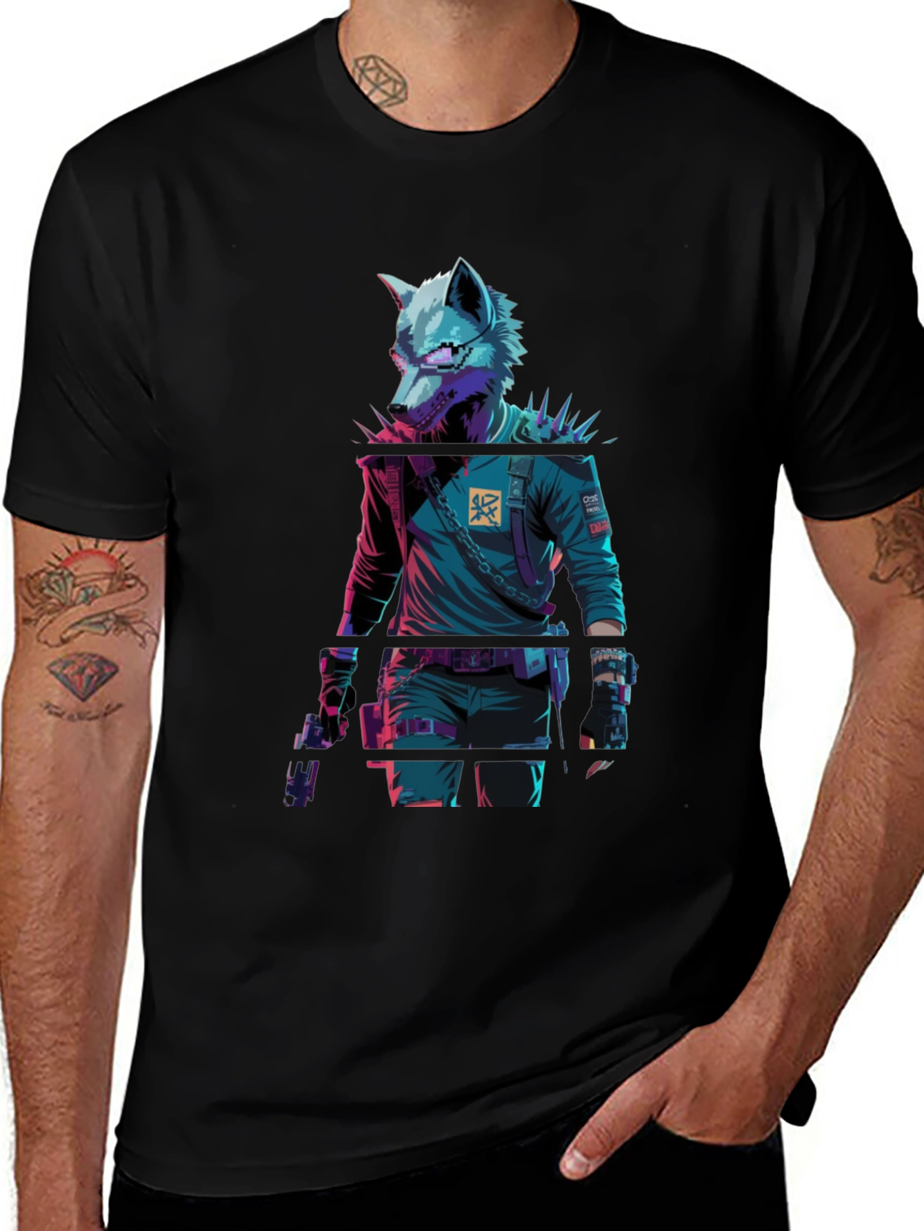 Cyberpunk Wolf Graphic T-Shirt