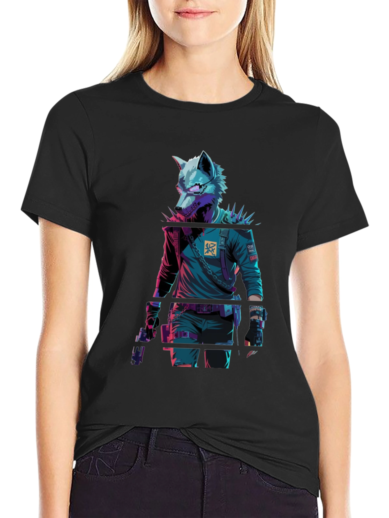 Cyberpunk Wolf Graphic T-Shirt