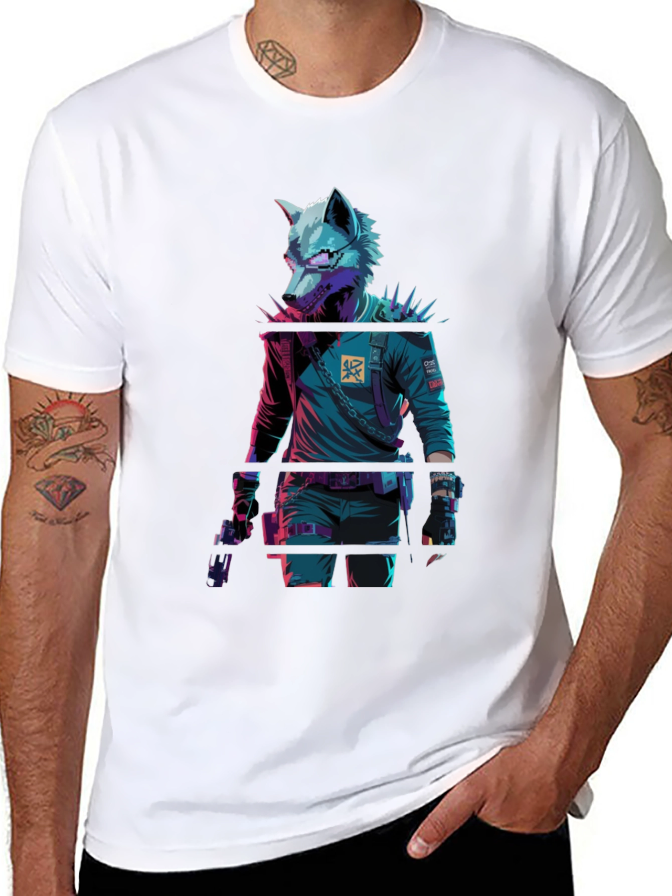 Cyberpunk Wolf Graphic T-Shirt