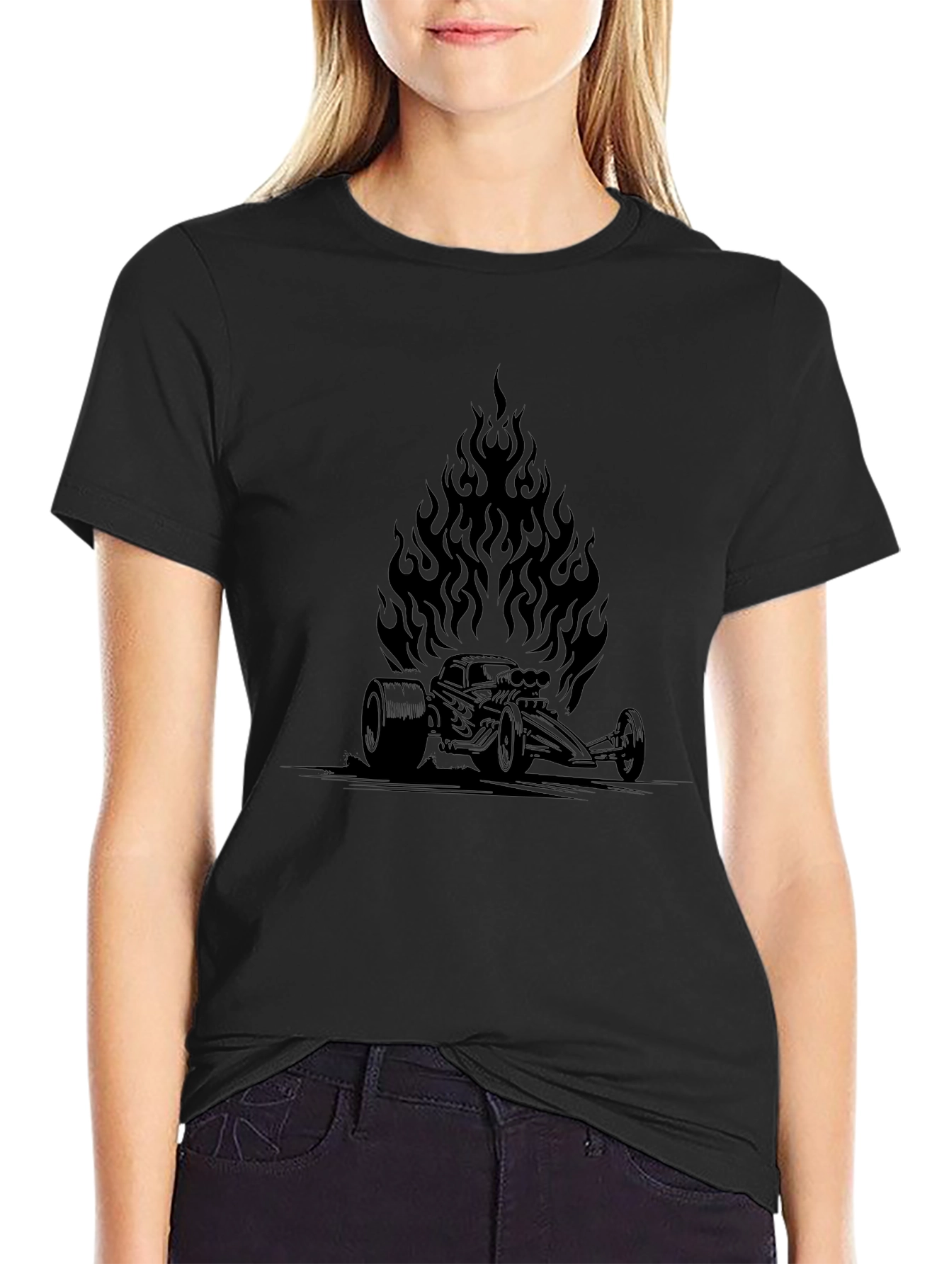 Burning Hot Rod Black Tee