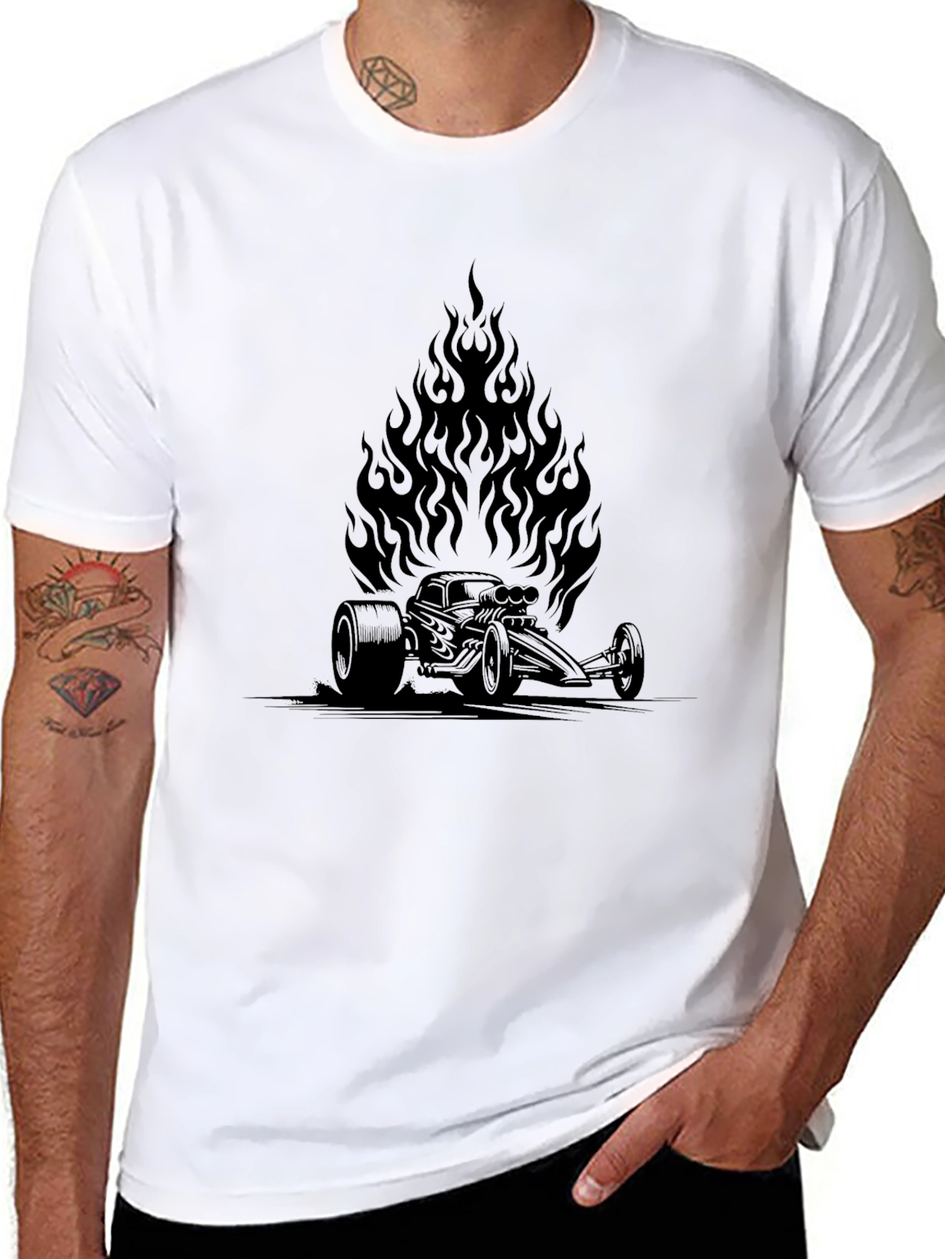 Burning Hot Rod Black Tee