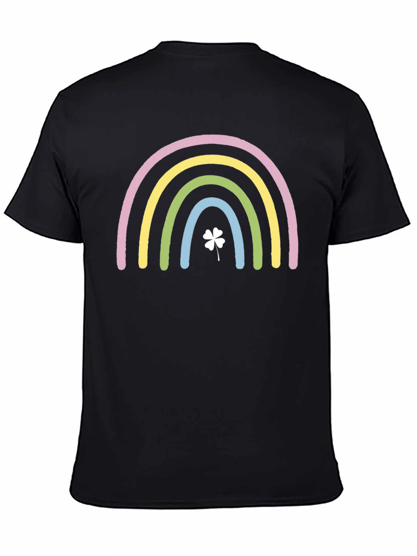 Rainbow Clover Graphic Black T-Shirt